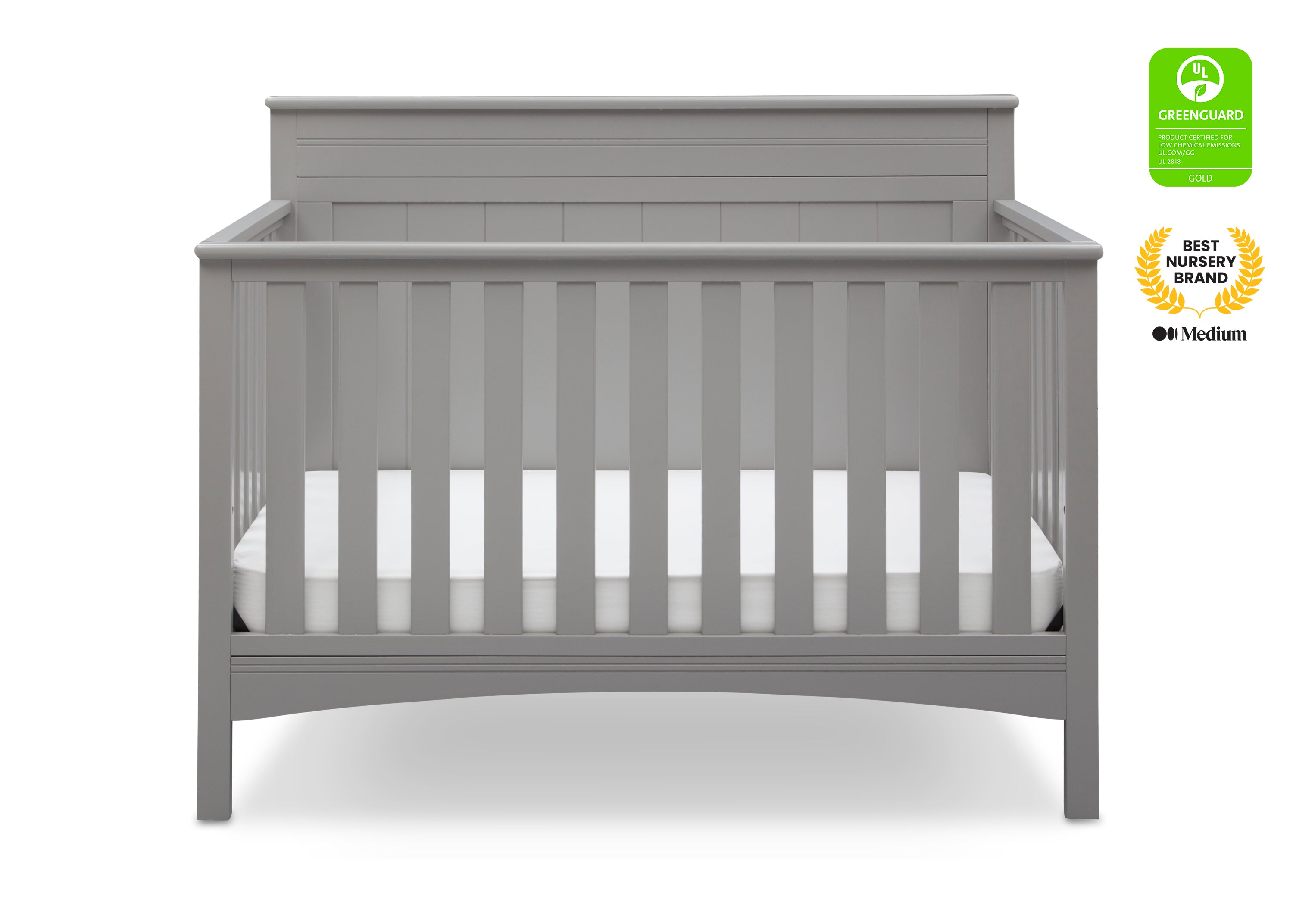 4-in-1 Convertible Baby Crib - White Wooden Nursery Bed with Toddler Rail - Grows with Your Child from Infant to Full-Size Bed - Perfect for Modern Nursery & Kids Bedroom Decor