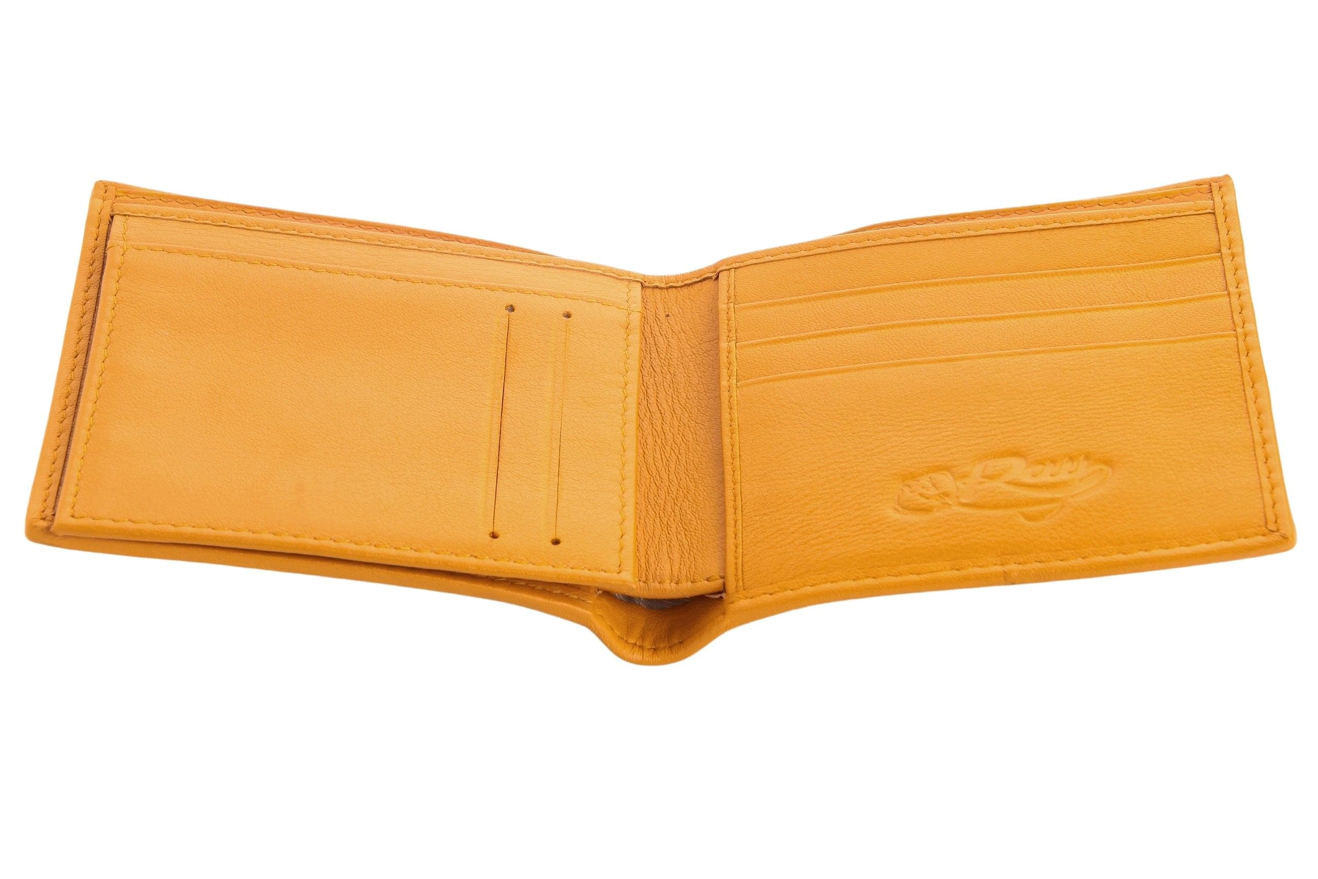 Genuine Orange Stingray Skin Leather Wallet for Men - Slim RFID Blocking Bifold Wallet with Money Clip - Perfect Gift for Dad, Husband, Boyfriend (Business, Travel, Everyday Use)