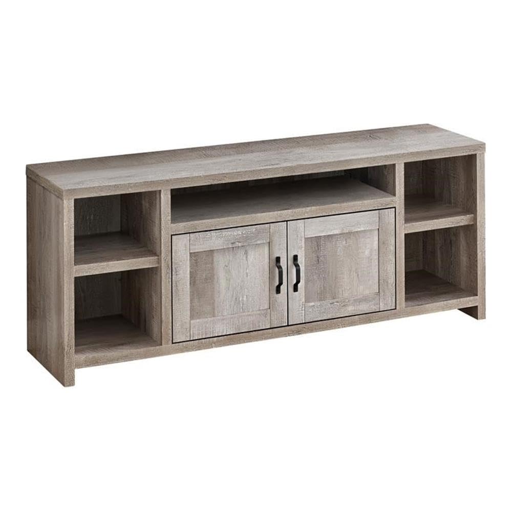 Monarch Specialties 60 Inch TV Stand with Storage - Beige Laminate Media Console for Living Room & Bedroom - Transitional Style Entertainment Center for Flat Screen TVs & Home Theater Systems