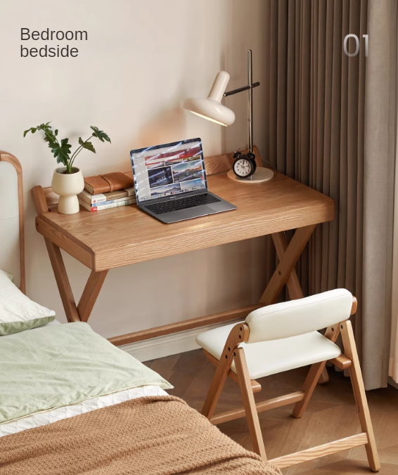 Solid Oak Wood Modern Folding Table - Space-Saving Dining & Work Desk for Small Apartments, Outdoor Picnics & Home Office