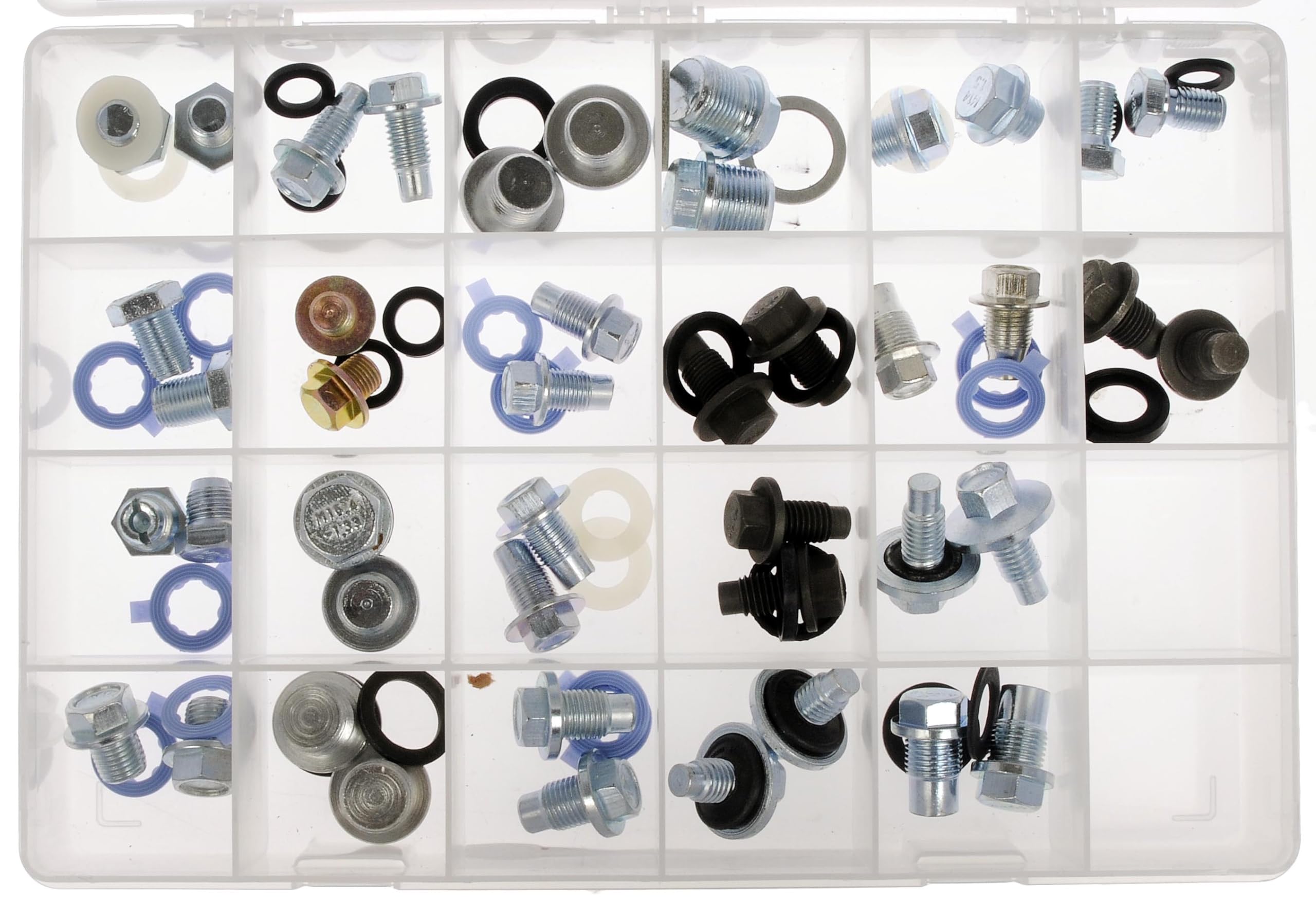 Dorman 030-539 Universal Oil Drain Plug Tech Tray Set - 44 Piece Automotive Drain Plug Kit with 22 SKUs - Fits Most Vehicles for Oil Changes & Maintenance