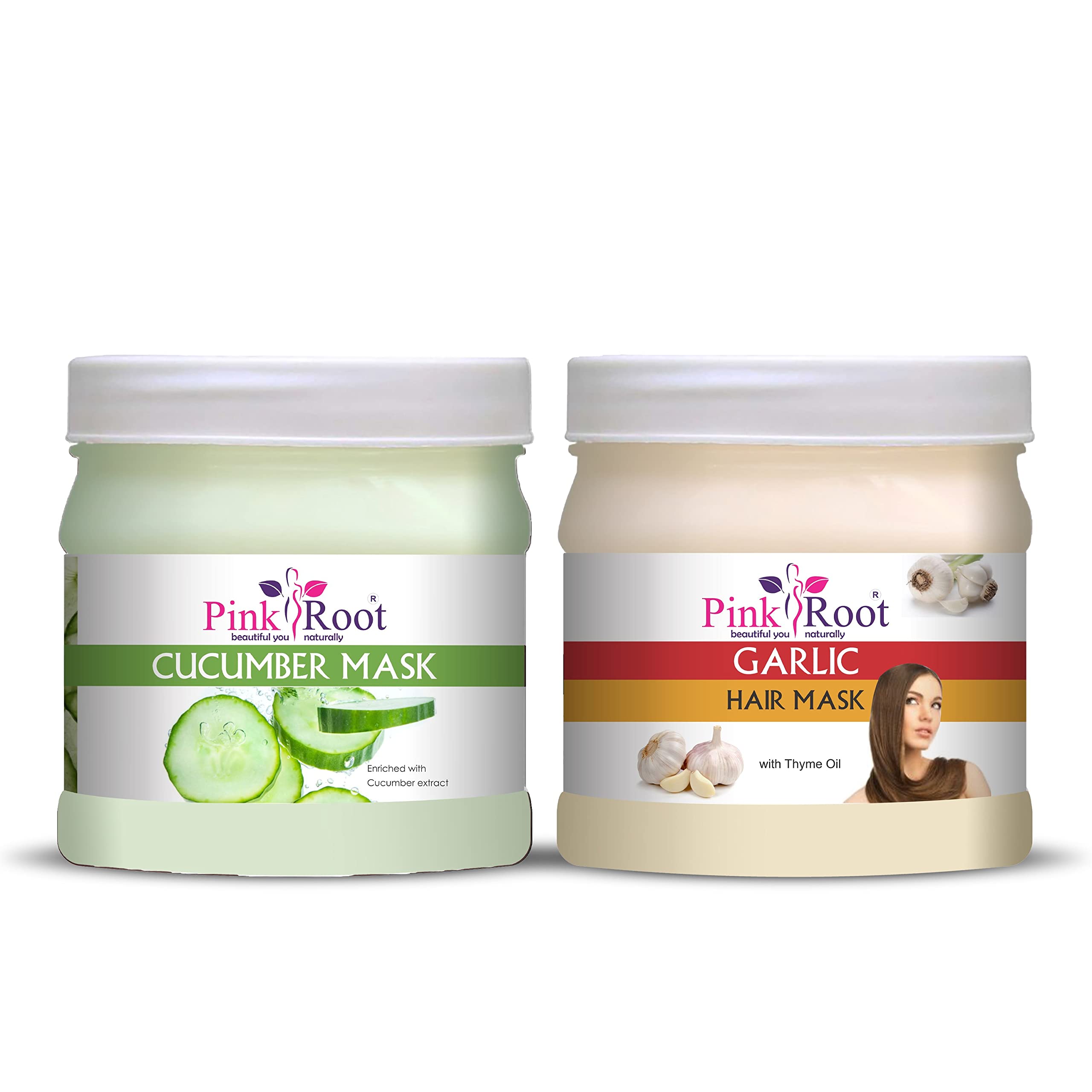 **Pink Root Cucumber Hair Mask & Garlic Hair Treatment - 500gm Each - Natural Hair Growth & Scalp Care for Dry, Damaged Hair - DIY Spa & Home Hair Care Routine**