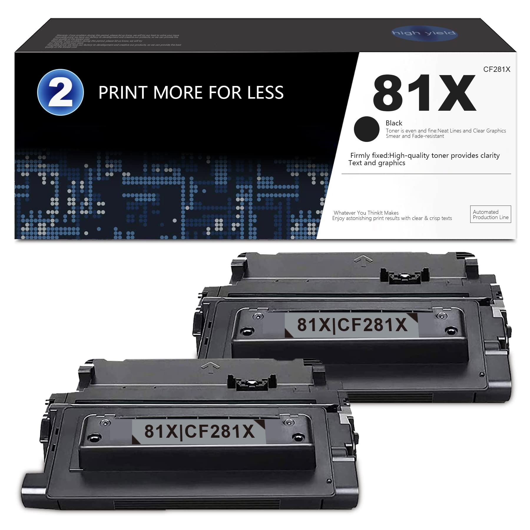 JUEL 81X CF281X Black Toner Cartridge Twin Pack - Compatible Replacement for HP Enterprise M605 M606 Series Printer (25,200 Pages Yield) - Perfect for Office Printing & High Volume Documents