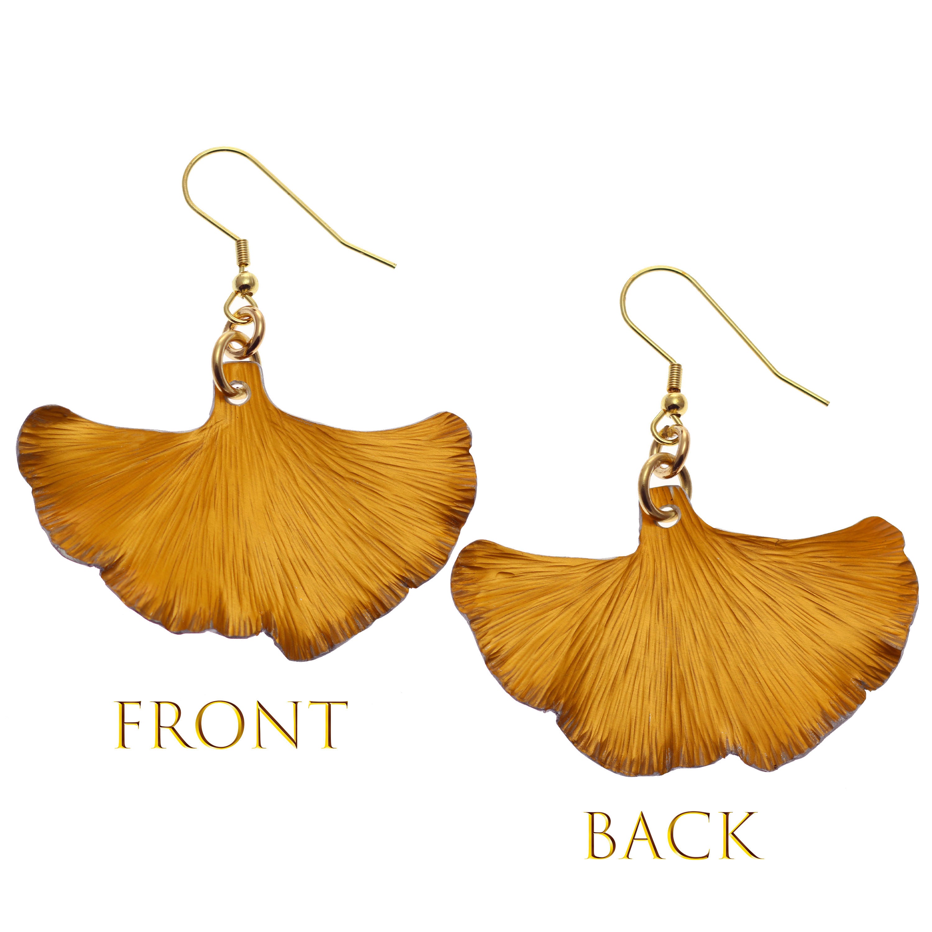 Orange Anodized Aluminum Ginkgo Leaf Earrings - Lightweight Dangle Earrings for Women, Unique Nature-Inspired Jewelry Gift (Perfect for Everyday Wear, Parties & Boho Outfits)