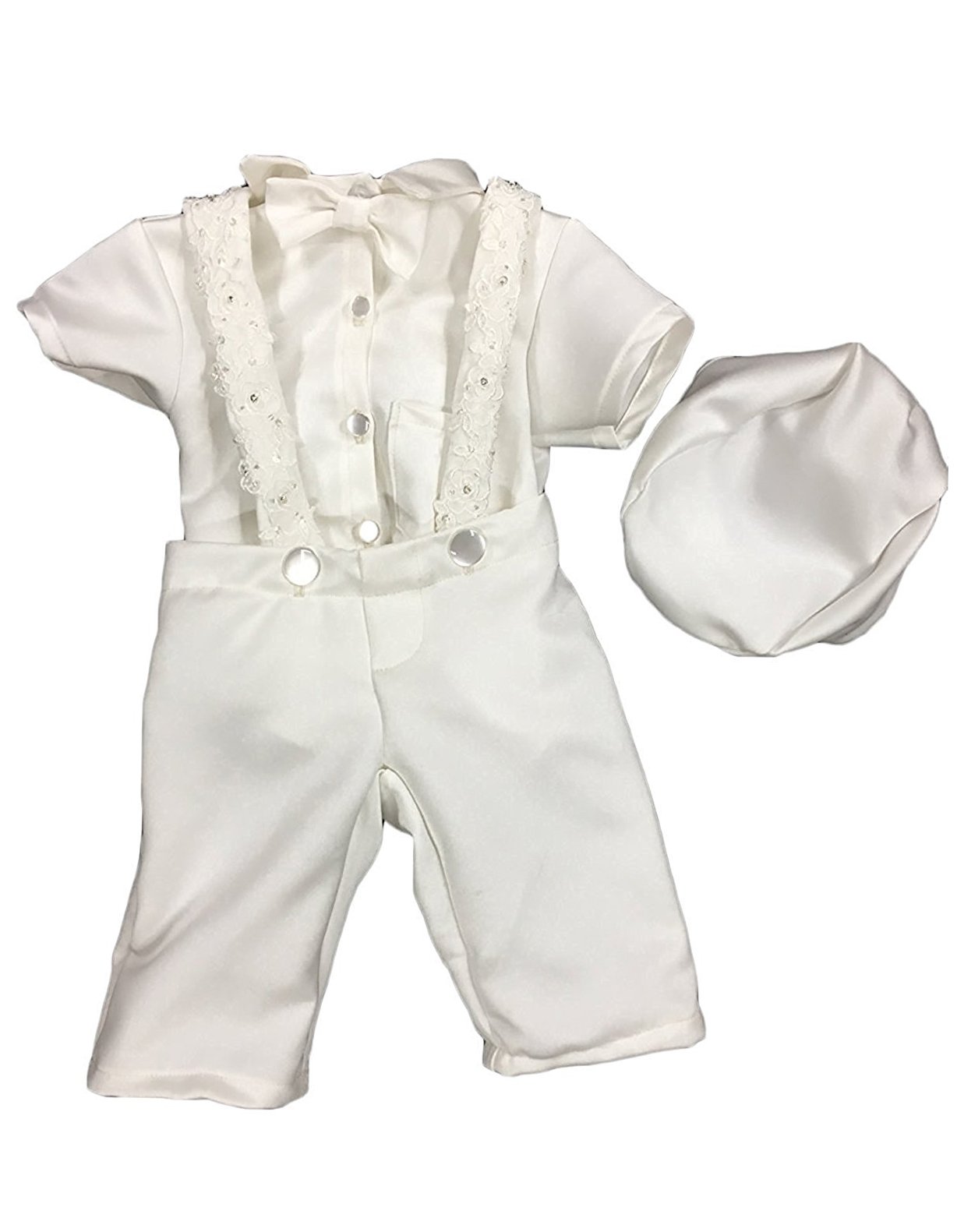 Baby Boys Baptism & Christening Outfits - Formal Suit Romper Set with Pants for Church Ceremonies, First Communion & Special Occasions