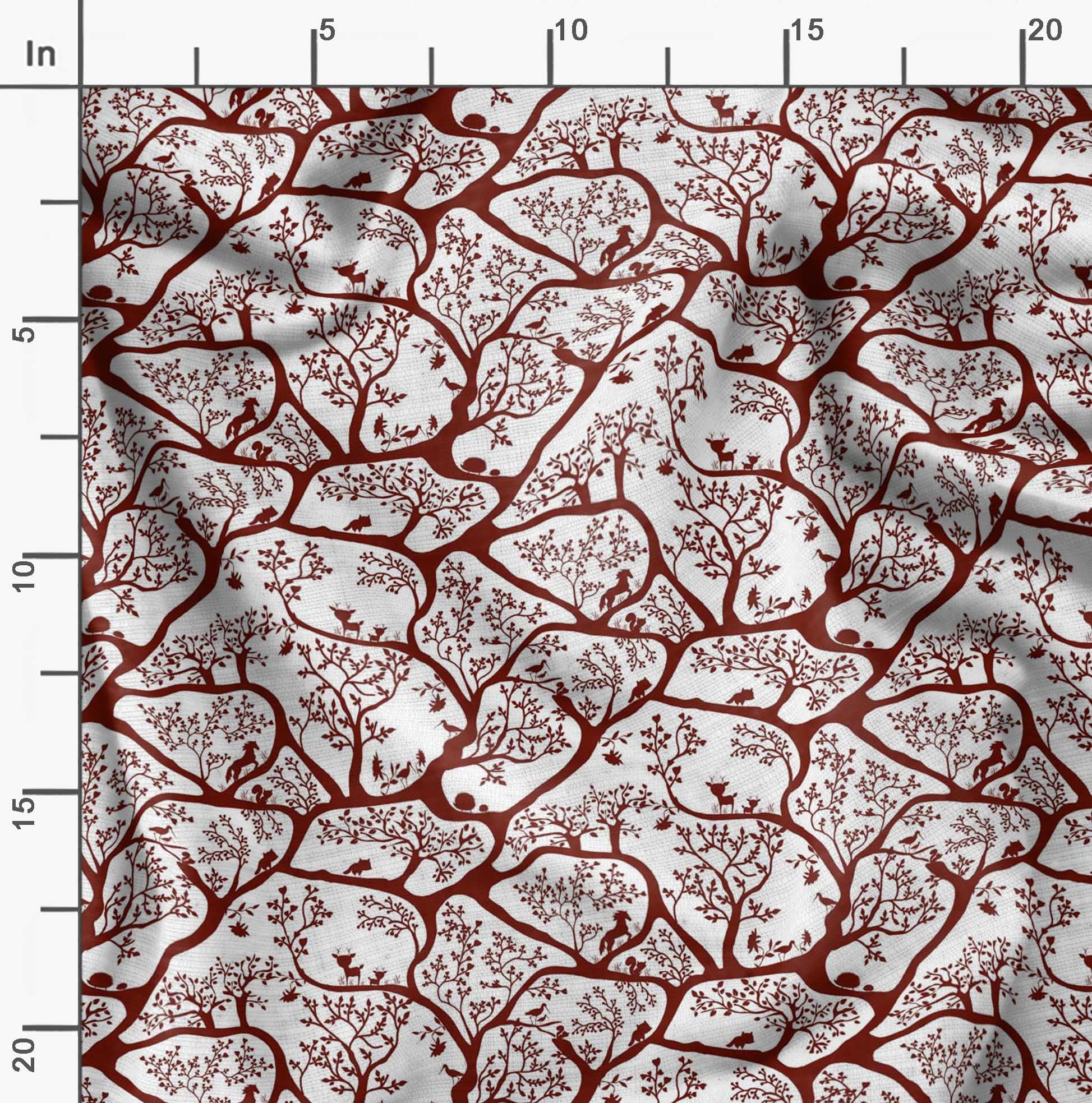 Soimoi Moss Georgette Brown Fabric by The Yard - 42 Inch Wide Animal & Tree Print Fabric for Dresses, Curtains & Home Decor - Nature-Inspired Fashion Fabric for DIY Sewing Projects