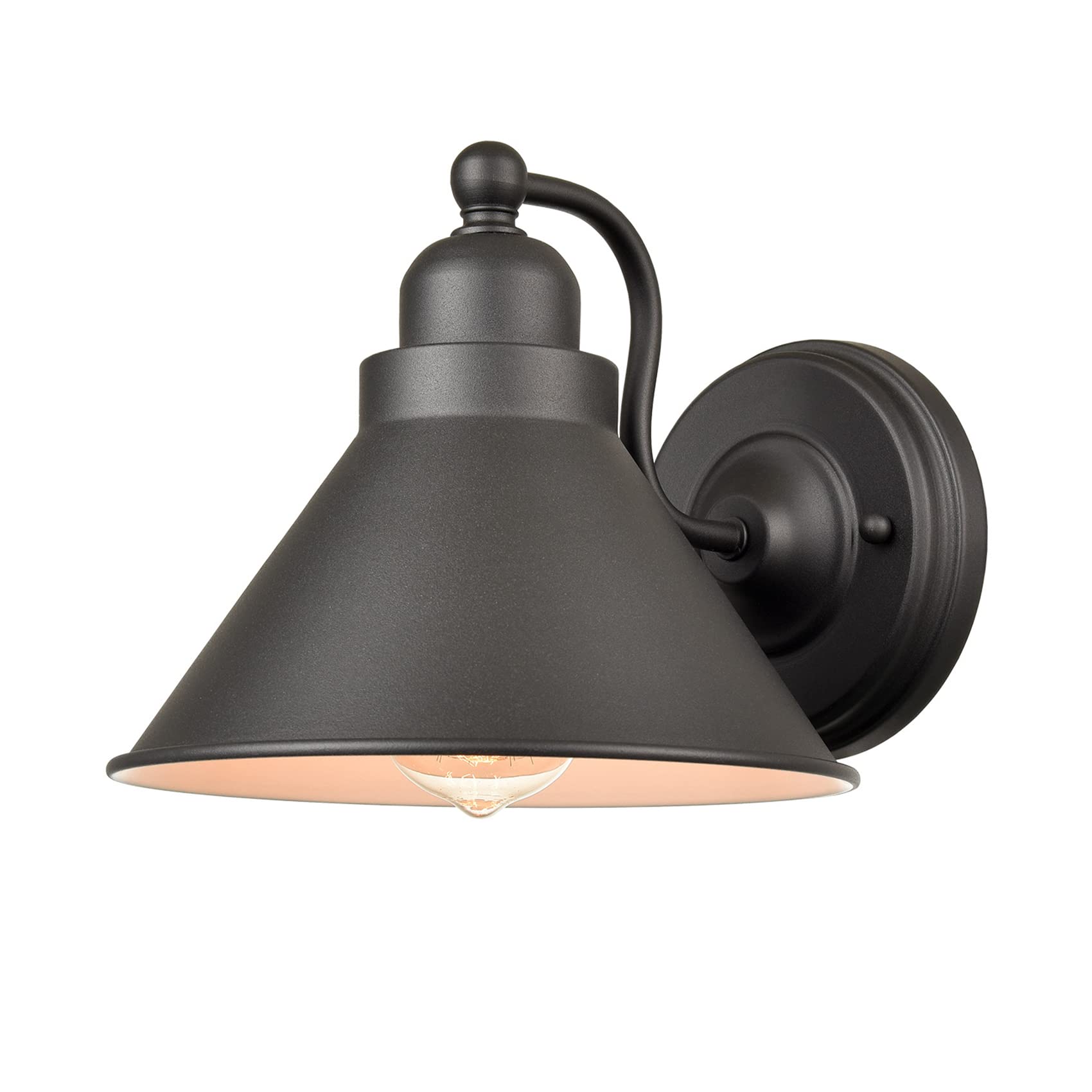 YUBOLE Farmhouse Gooseneck Wall Sconce - Matte Black 1-Light Wall Lamp for Porch, Kitchen & Hallway | Rustic Indoor/Outdoor Lighting Fixture | Perfect for Entryway, Bedroom & Patio Decor