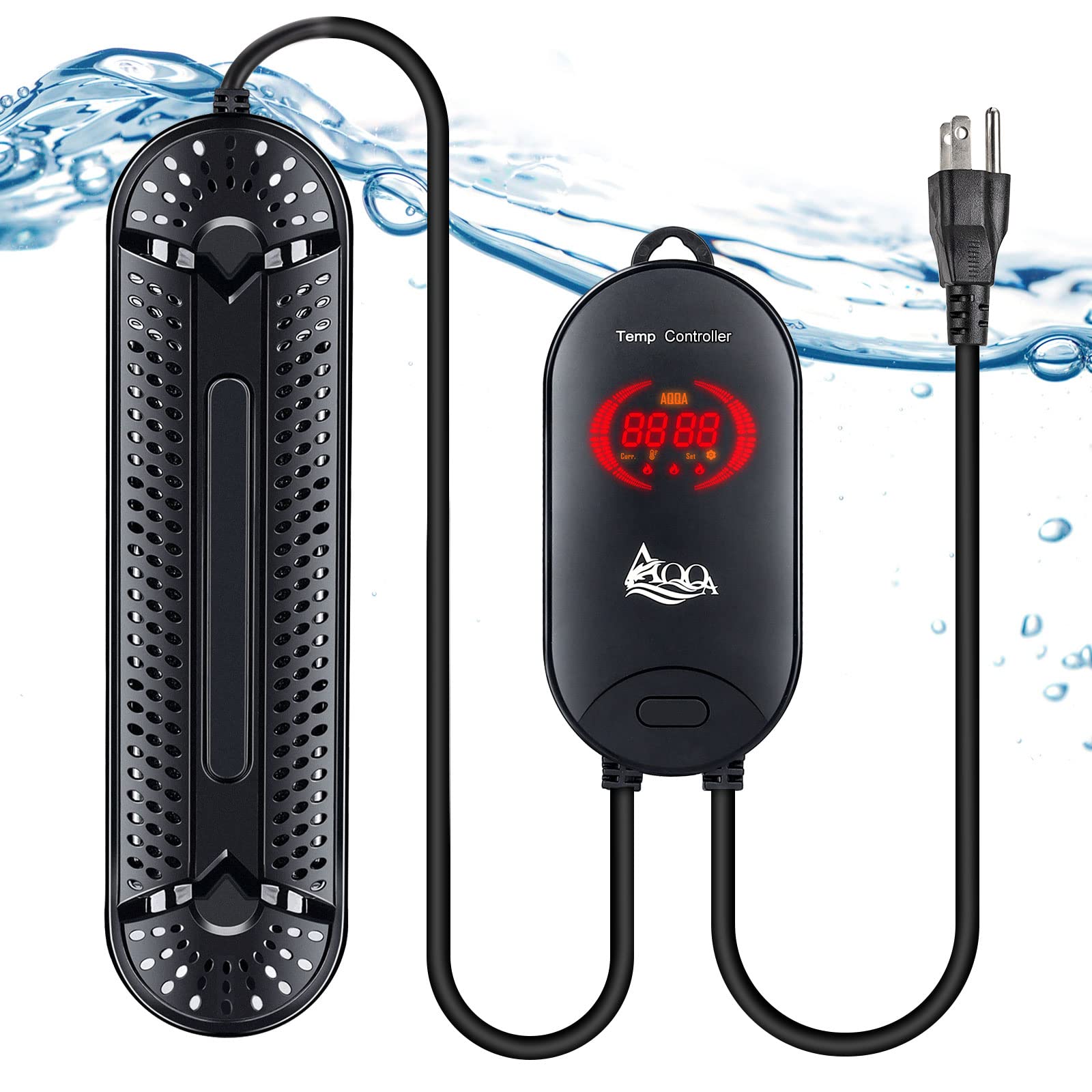 AQQA 500W Submersible Aquarium Heater for 66-135 Gallon Fish Tanks - Betta, Coral Marine & Freshwater Aquarium Thermostat (Ideal for Home, Office & Pet Store Aquariums)