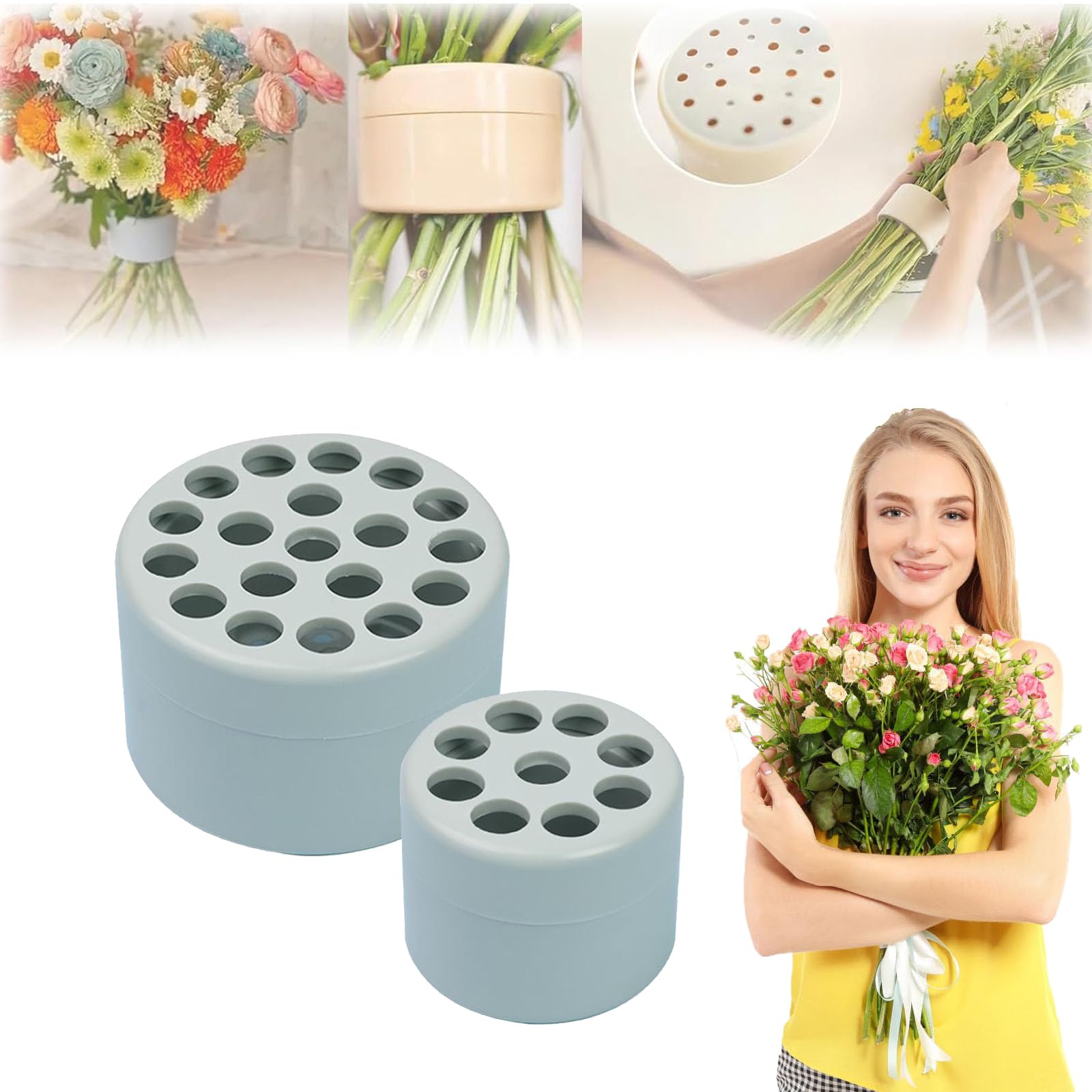 Spiral Ikebana Flower Stem Holder for Vases - Green Floral Arrangement Tool for Bouquets, Centerpieces & DIY Wedding Decor (S+L Size) | Perfect for Ikebana, Home Decor & Event Flower Arranging