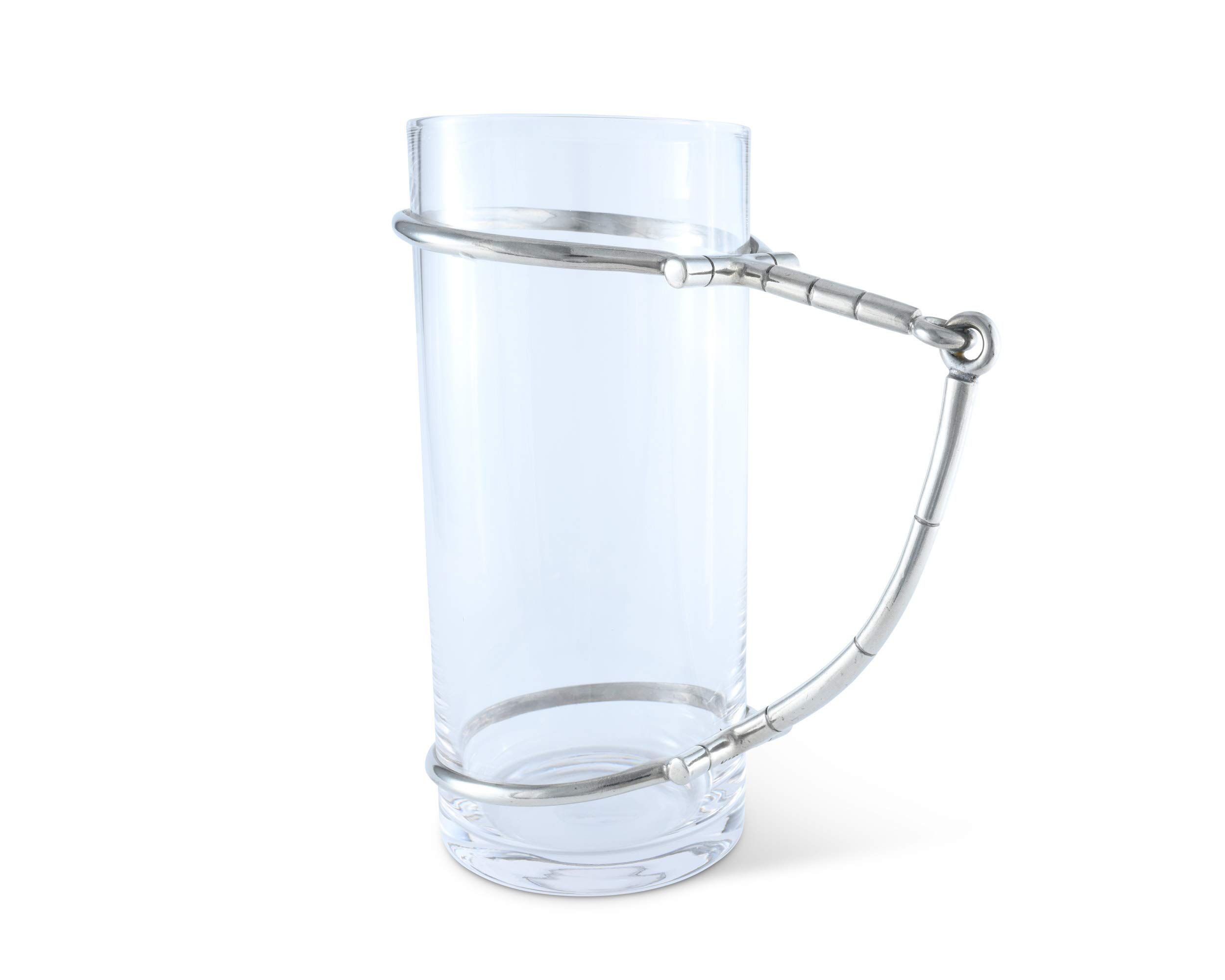 Vagabond House 52 oz Glass Pitcher with Pewter Horse Handle - Elegant Beverage Dispenser for Cold Water, Iced Tea, Juice & Lemonade - Perfect for Parties, Picnics & Home Entertaining (9.5 Inch Tall)