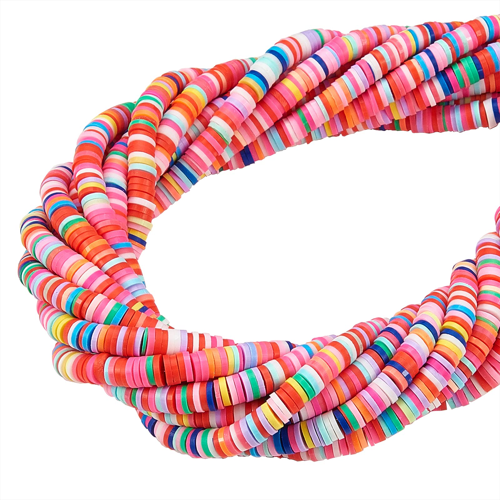 KitBeads 3800pcs Heishi Clay Beads - 5mm Flat Round Polymer Clay Beads for Jewelry Making, DIY Choker & Anklet - Rainbow Color Vinyl Disc Beads (Perfect for Bracelets, Necklaces & Craft Projects)