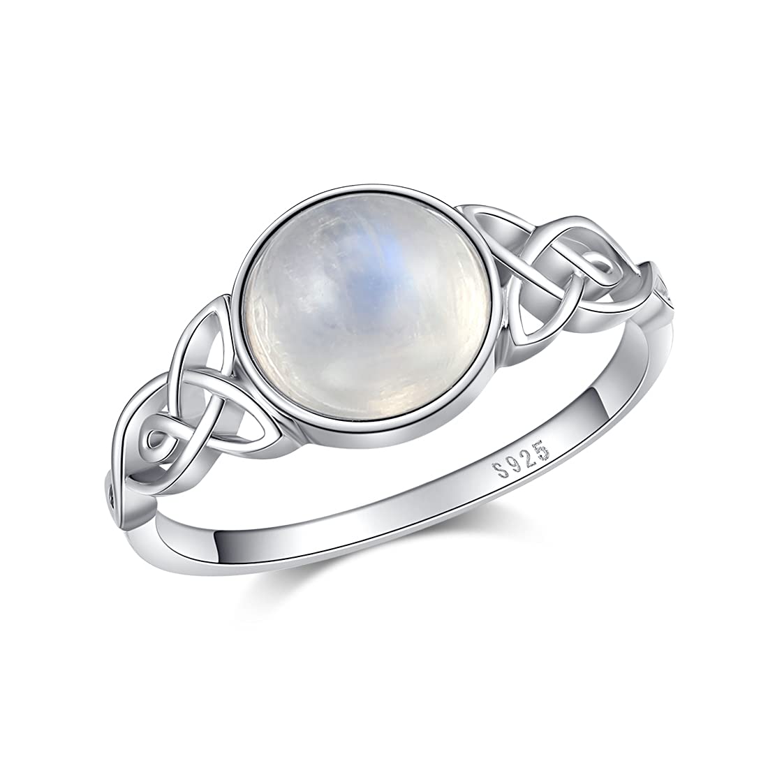Genuine Rainbow Moonstone Ring for Women - Sterling Silver Minimalist Statement Band, Dainty & Trendy Thumb or Finger Ring with Gift Box | Perfect for Everyday Wear, Gifts & Special Occasions