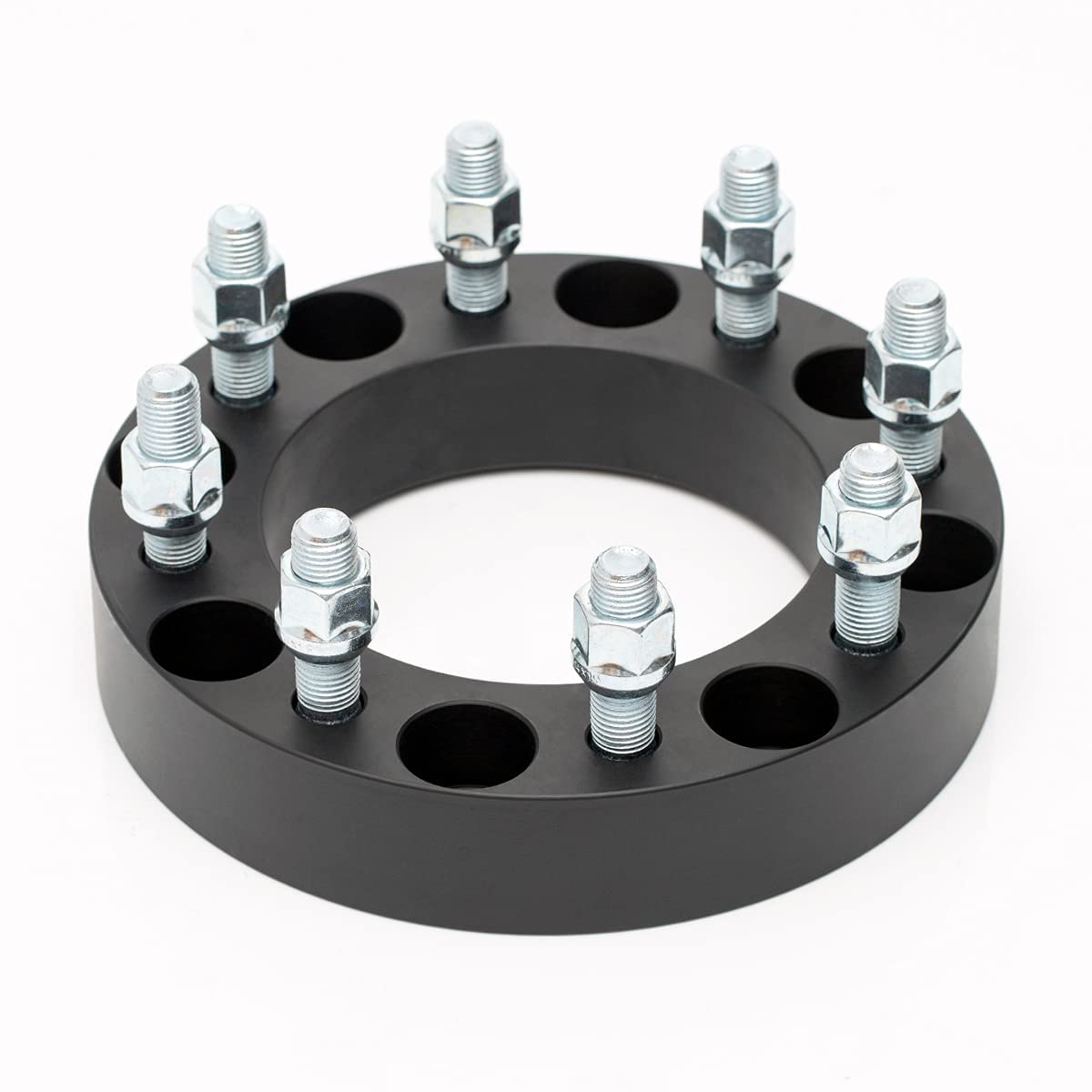 VLAOSCHI 1.5 Inch Black Forged Wheel Spacers (8x6.5) with 14x1.5 Studs - Compatible with 1999-2010 Chevy Silverado/GMC Sierra 2500/3500 HD & 2014-2021 RAM 2500/3500 (8 Lug 8x165.1) - 2-Pack for Enhanced Stance & Off-Road Performance