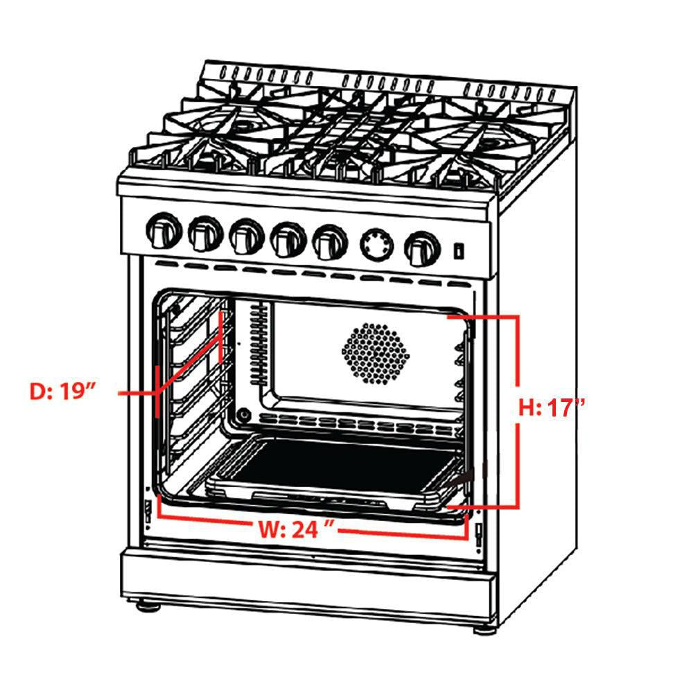 Premium 30-inch 4.62 cu. ft. Professional Gas Range with Stove and Oven in Stainless Steel (FFSGS6228 30S) - Ideal for Home Kitchens, Restaurants & Culinary Enthusiasts