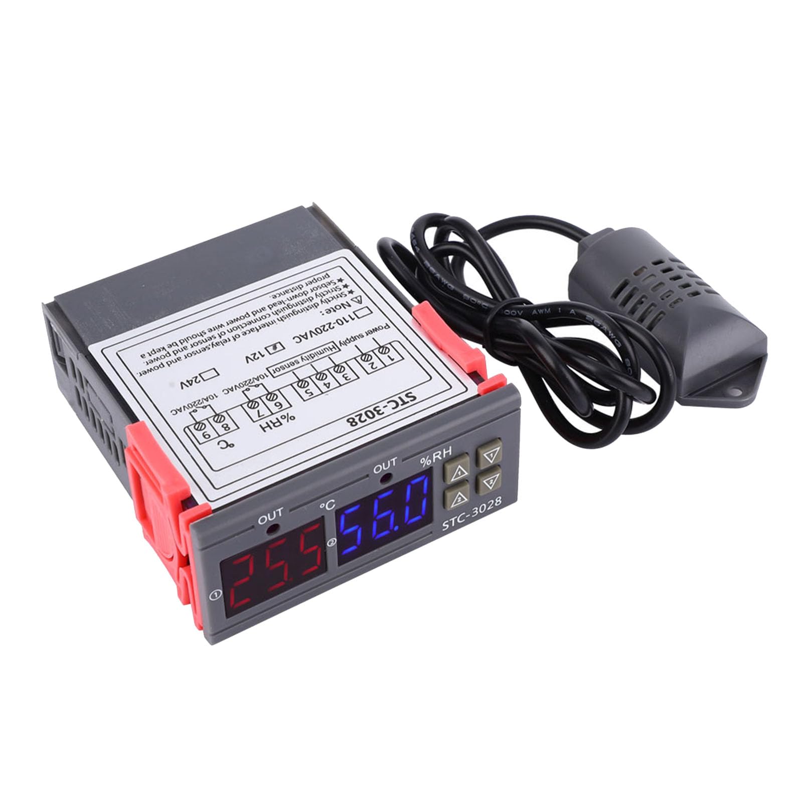 Farm Humidity & Temperature Controller - ABS Plastic with Sensor (12V) for Greenhouse & Storage