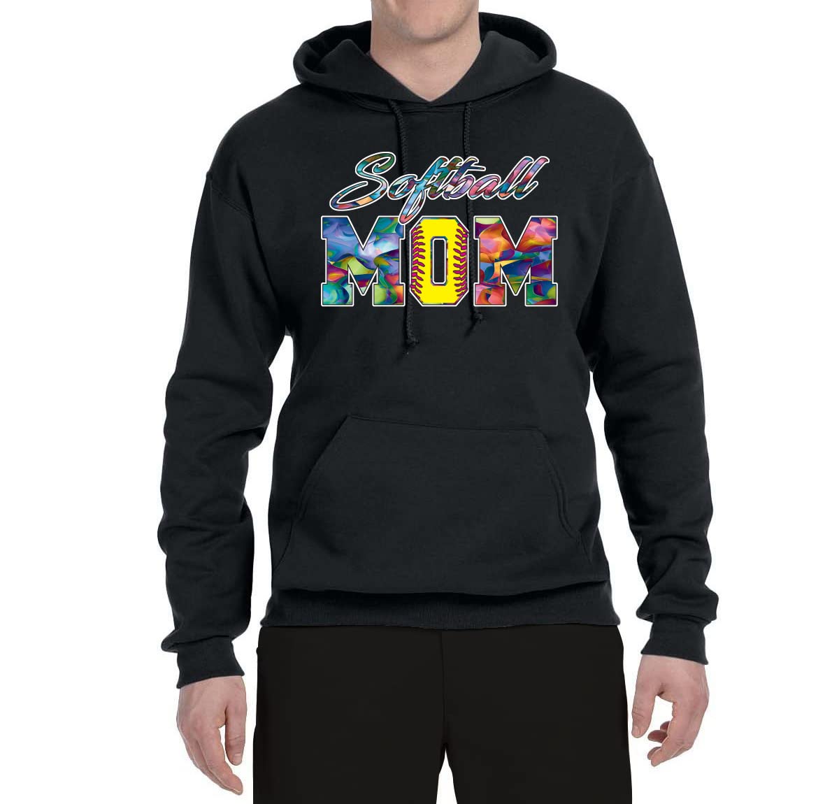 Wild Bobby Colorful Softball Mom Hoodie - Unisex Graphic Sweatshirt for Mother's Day Gifts - Perfect for Baseball Games, Team Spirit & Casual Wear
