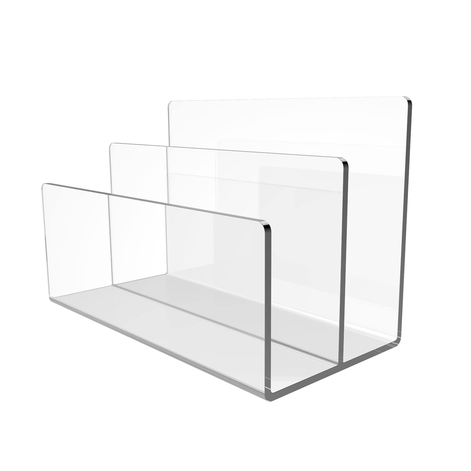 Boloyo Clear Acrylic 2-Section File Holder - Letter Sorter & Document Organizer for Desk, Office, Wallet & Purse Display - Perfect for Home Office Organization & Retail Store Displays (1PC)