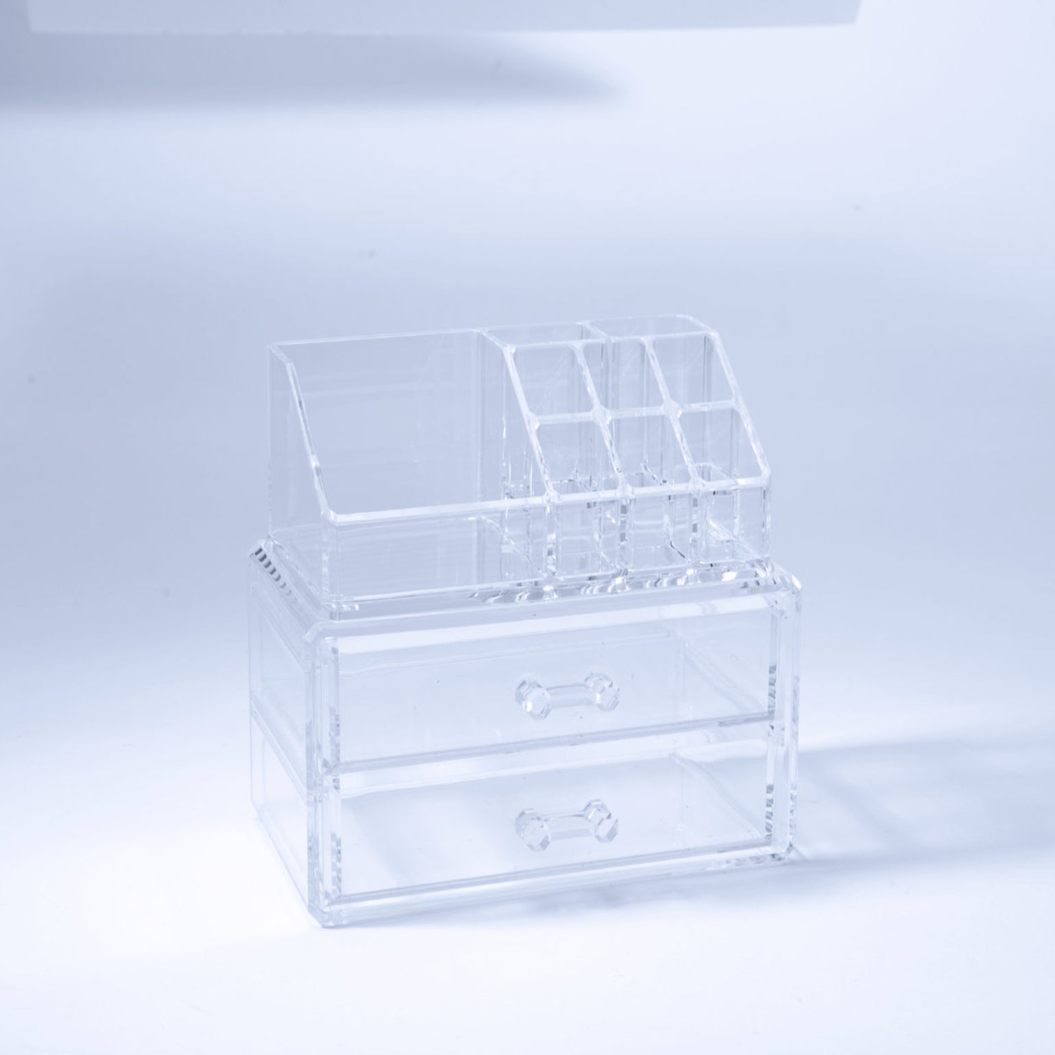 2-Drawer 9-Compartment Cosmetic Organizer Box - Perfect for Makeup, Jewelry & Small Accessories Storage