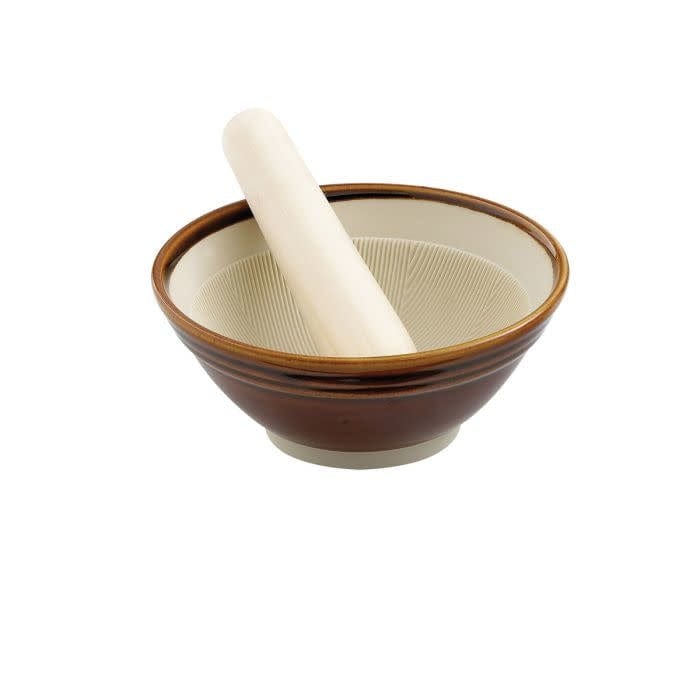 Premium Suribachi Mortar and Pestle Set - Japanese Grinding Bowl for Spices, Herbs & Pastes - Perfect for Guacamole, Pesto & Matcha Tea Preparation
