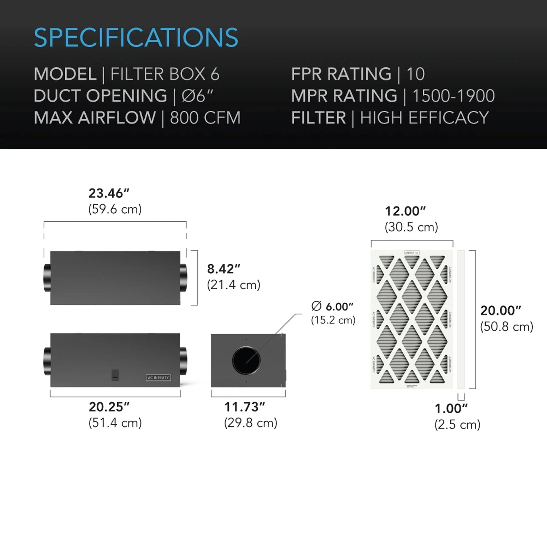 AC Infinity High-Performance Air Intake Filter - Compatible with Most Vehicles - Improves Engine Airflow & Efficiency - Ideal for Off-Road, Racing & Daily Driving