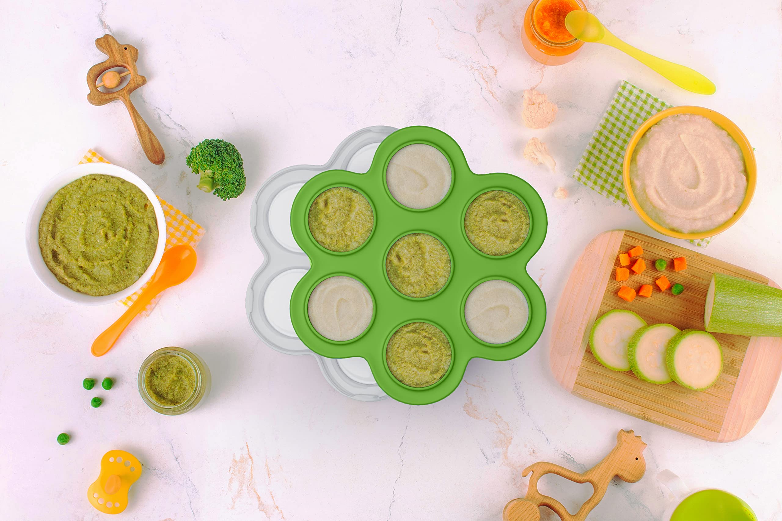 Satiety Silicone Baby Food Freezer Tray - BPA-Free Storage Containers for Homemade Purees, Breast Milk & Vegetables | Microwave & Dishwasher Safe | Perfect for Meal Prep, Toddler Snacks & On-the-Go Feeding