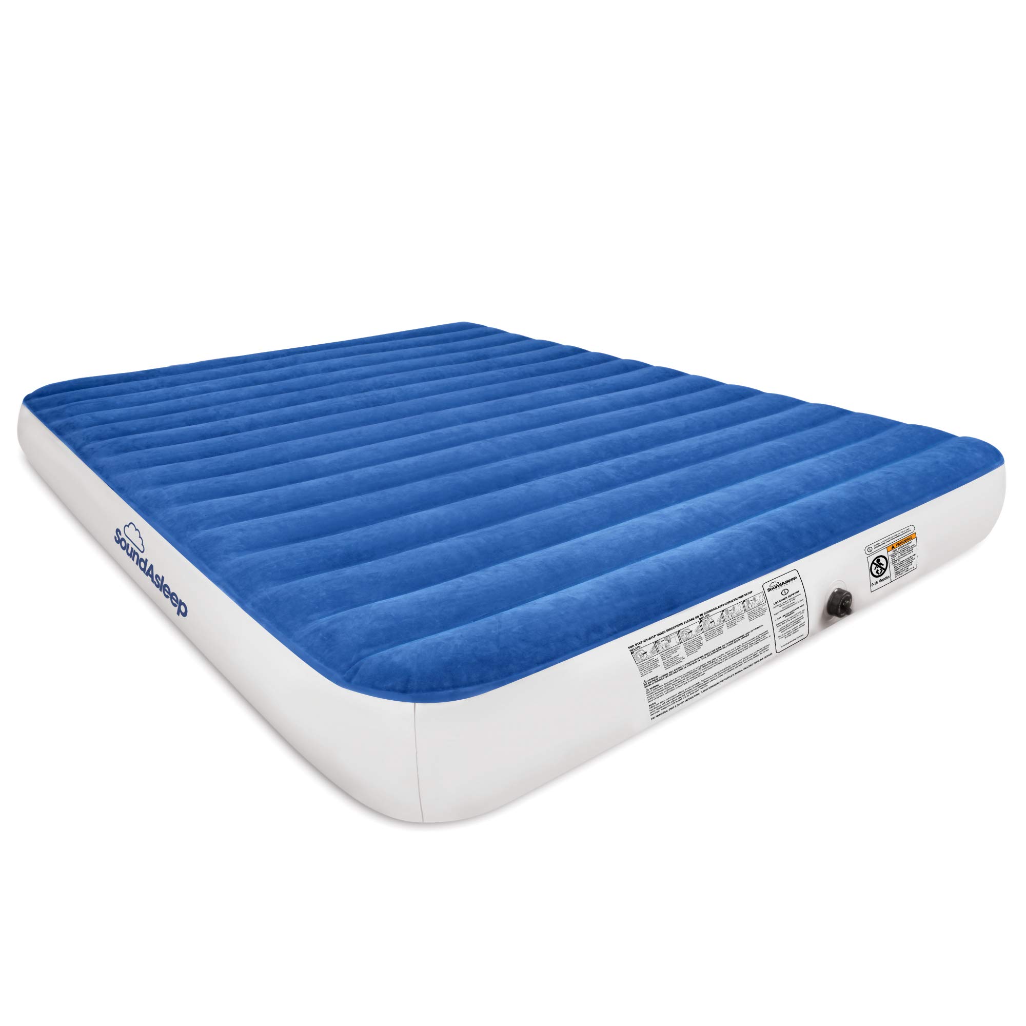 SoundAsleep Camping Air Mattress Queen Size - Eco-Friendly PVC Material with Built-in Rechargeable Pump - Perfect for Outdoor Adventures, Guest Beds & Home Use