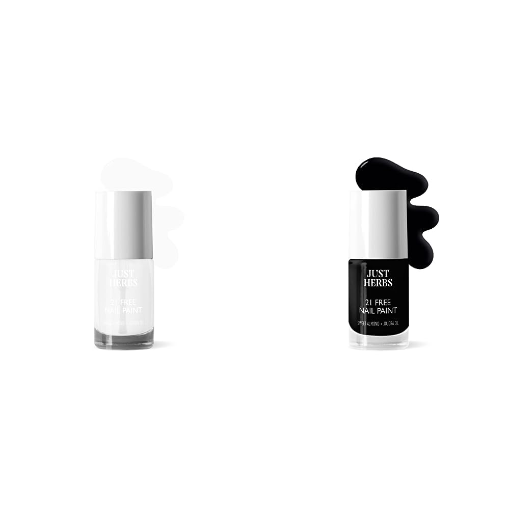Just Herbs Nail Polish Set - Crystal Clear & Blackberry Shades (21) | Long-Lasting, Non-Toxic Formula | Perfect for Manicures, Pedicures & Nail Art Designs