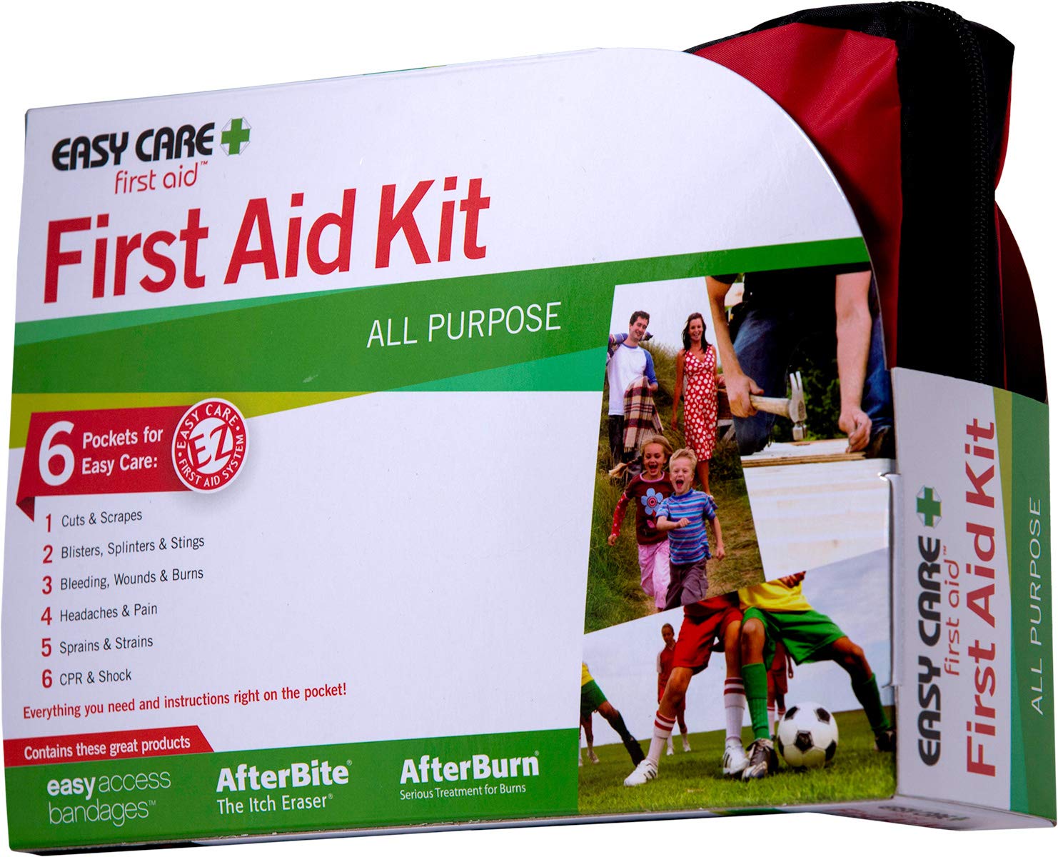 Easy Care All-Purpose First Aid Kit - 120 Pieces Medical Emergency Supplies for Home, Car, Travel & Outdoor Adventures | Compact & Portable for Injuries, Burns & Wounds