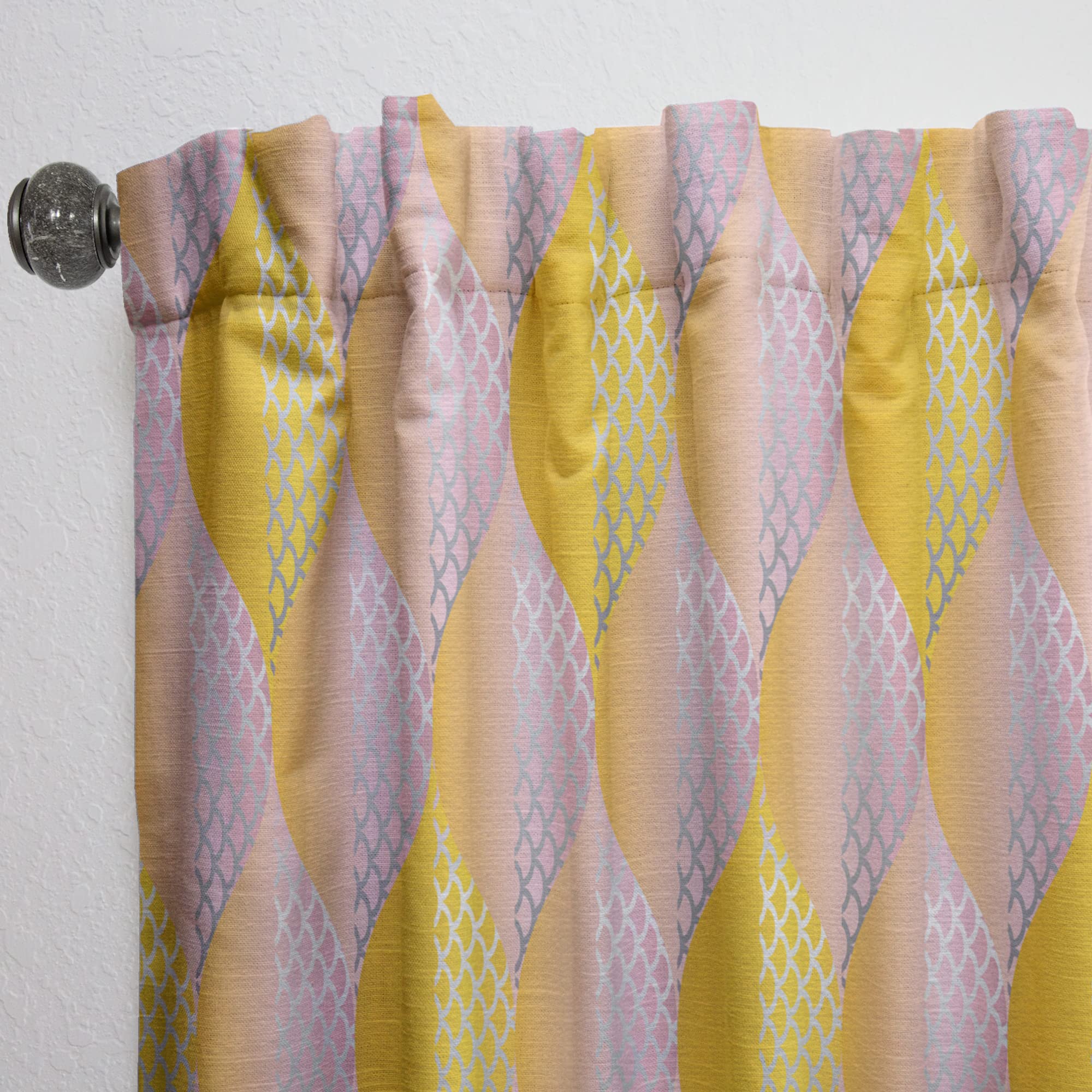 Golden Geometric Diamond Pattern Thermal Insulated Curtains - Single Panel 52x120 Inches - Elegant Window Treatments for Bedroom & Living Room | Perfect for Home Decor, Light Blocking & Energy Saving