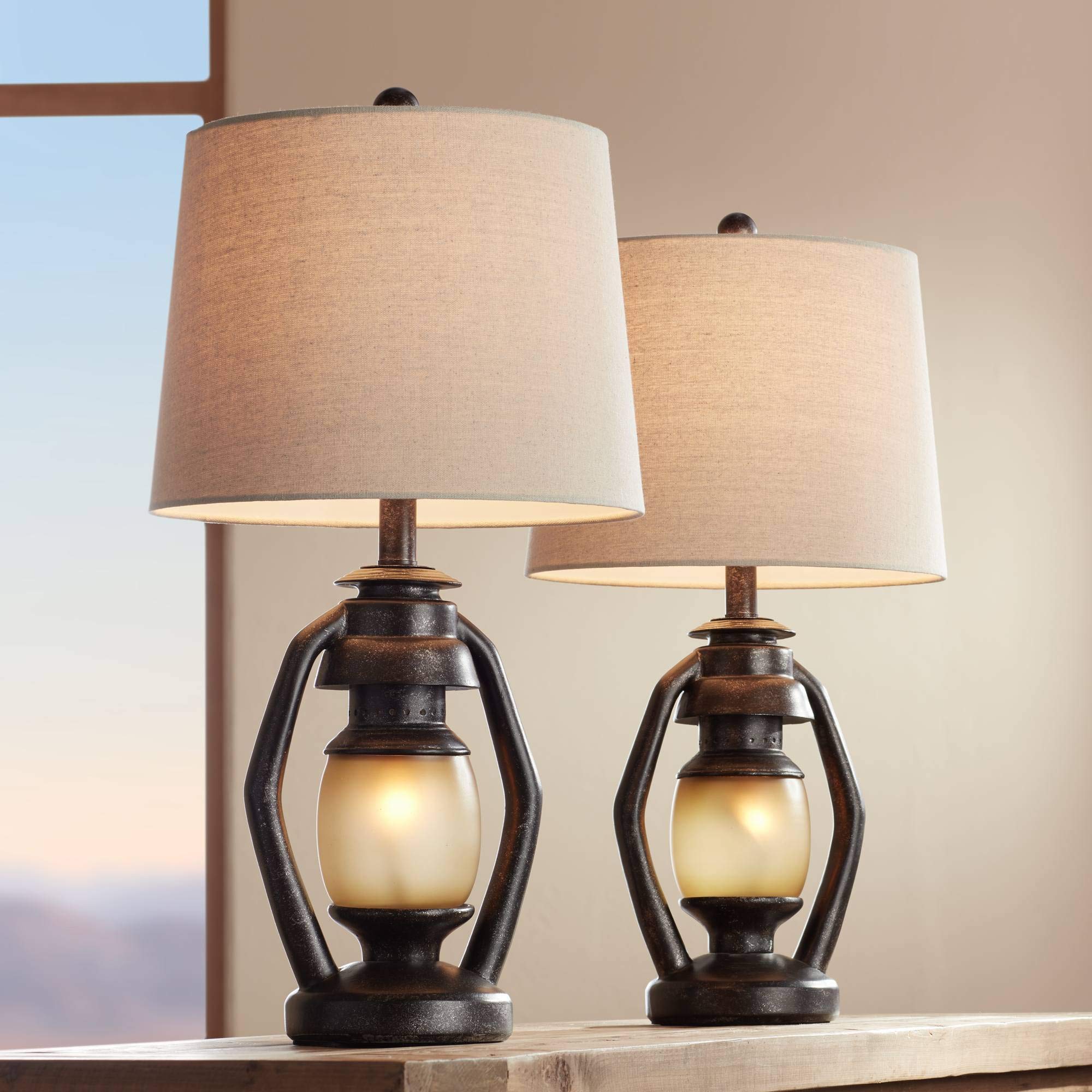 Franklin Iron Works Horace Rustic Farmhouse Table Lamps Set of 2 - 25.25