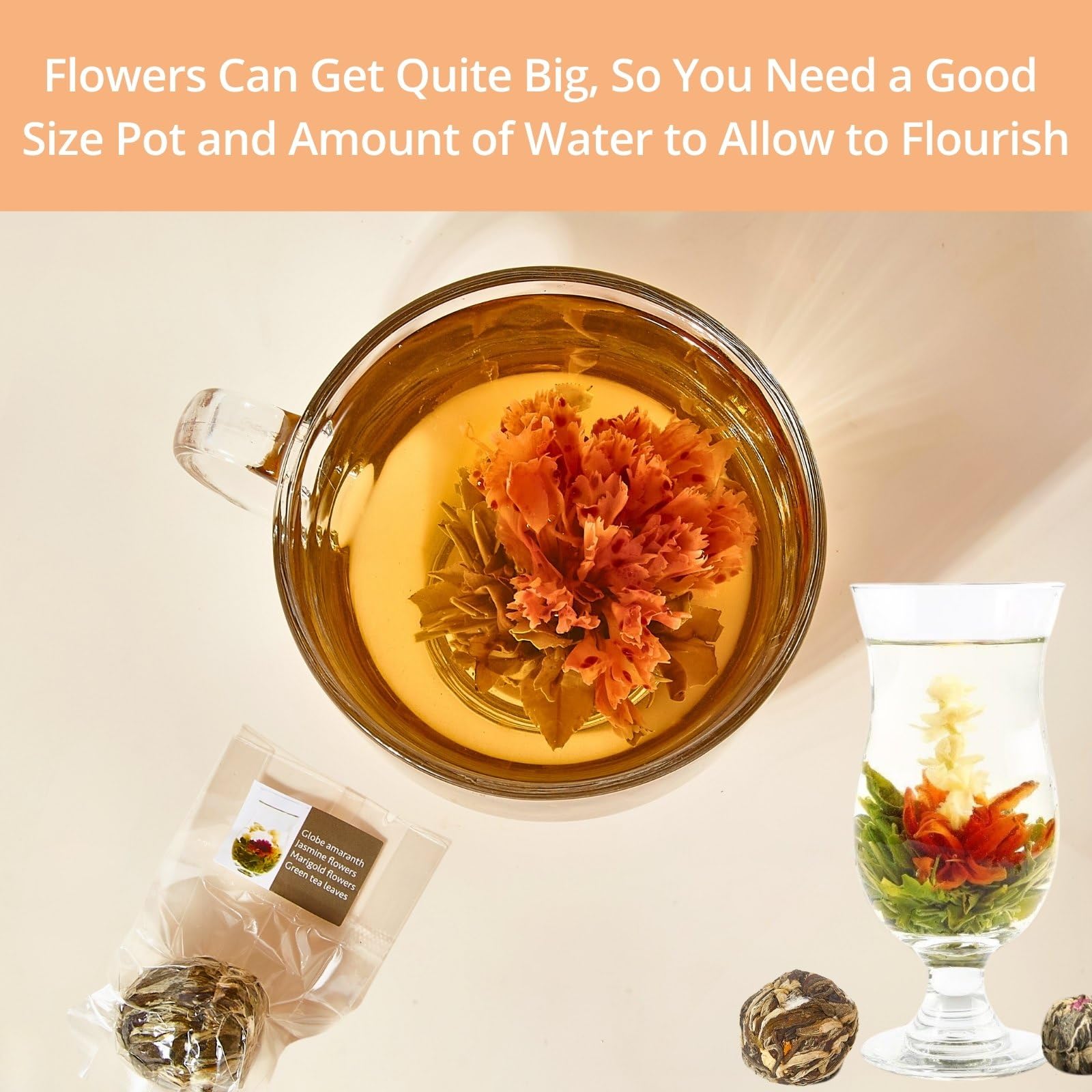10 Unique Blooming Tea Gift Set - Handmade Flowering Tea Balls with Flowers | Organic Green Tea for Anniversary, Valentine's Day & Birthday Gifts | Perfect for Relaxation, Tea Parties & Special Occasions