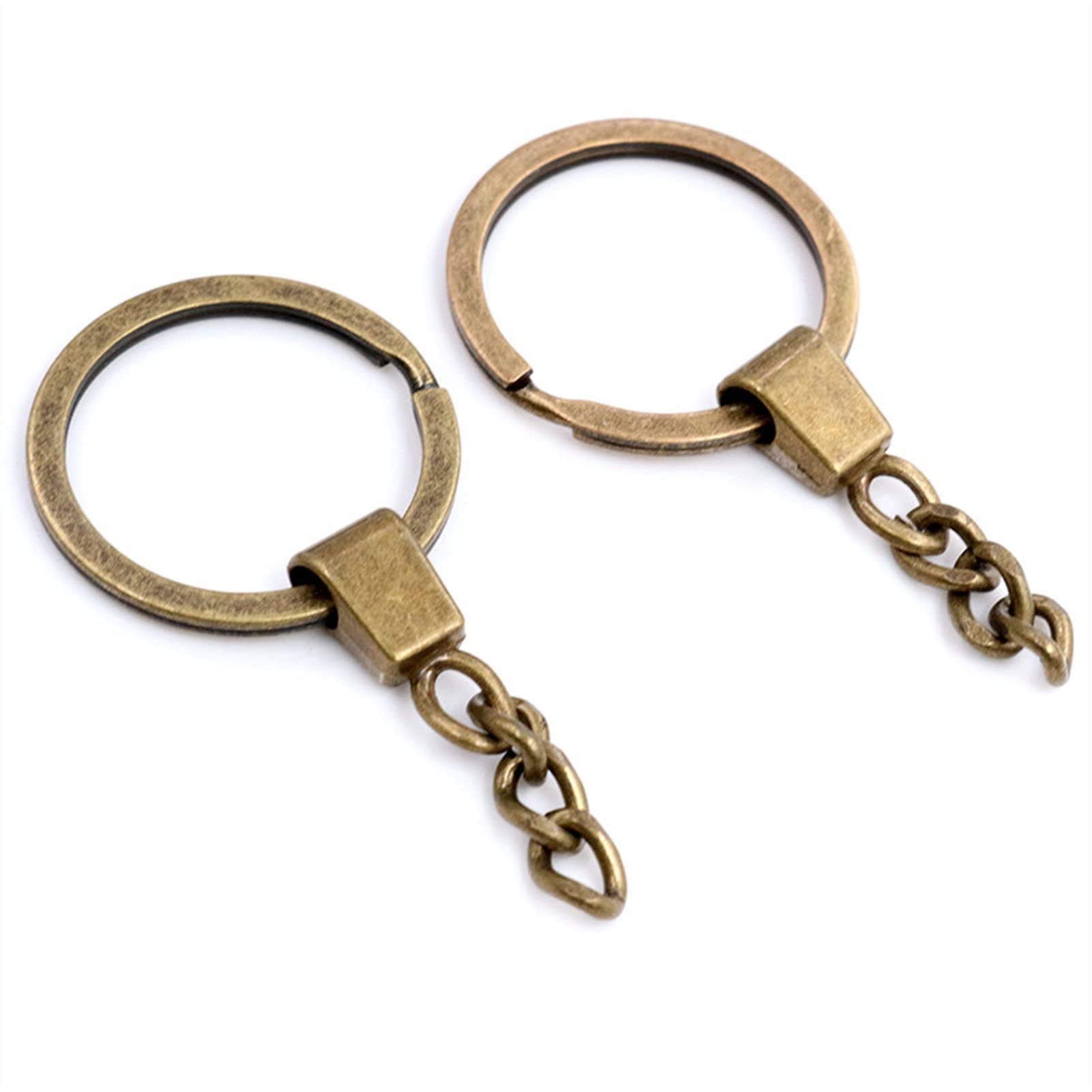 Premium 10-Piece Bronze Gold Plated Key Ring Set - 30mm Ring Size, 50mm Long Round Split Keychains for Home, Office & Travel Organization (2 Color Options)