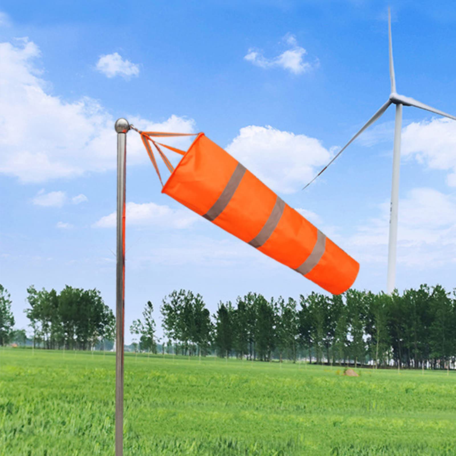 40cm Rip-Stop Nylon Windsock with Reflective Strip - Durable Outdoor Wind Measurement Sock for Airport, Farm, Park & Marine Use - Perfect for Aviation, Agriculture and Weather Monitoring