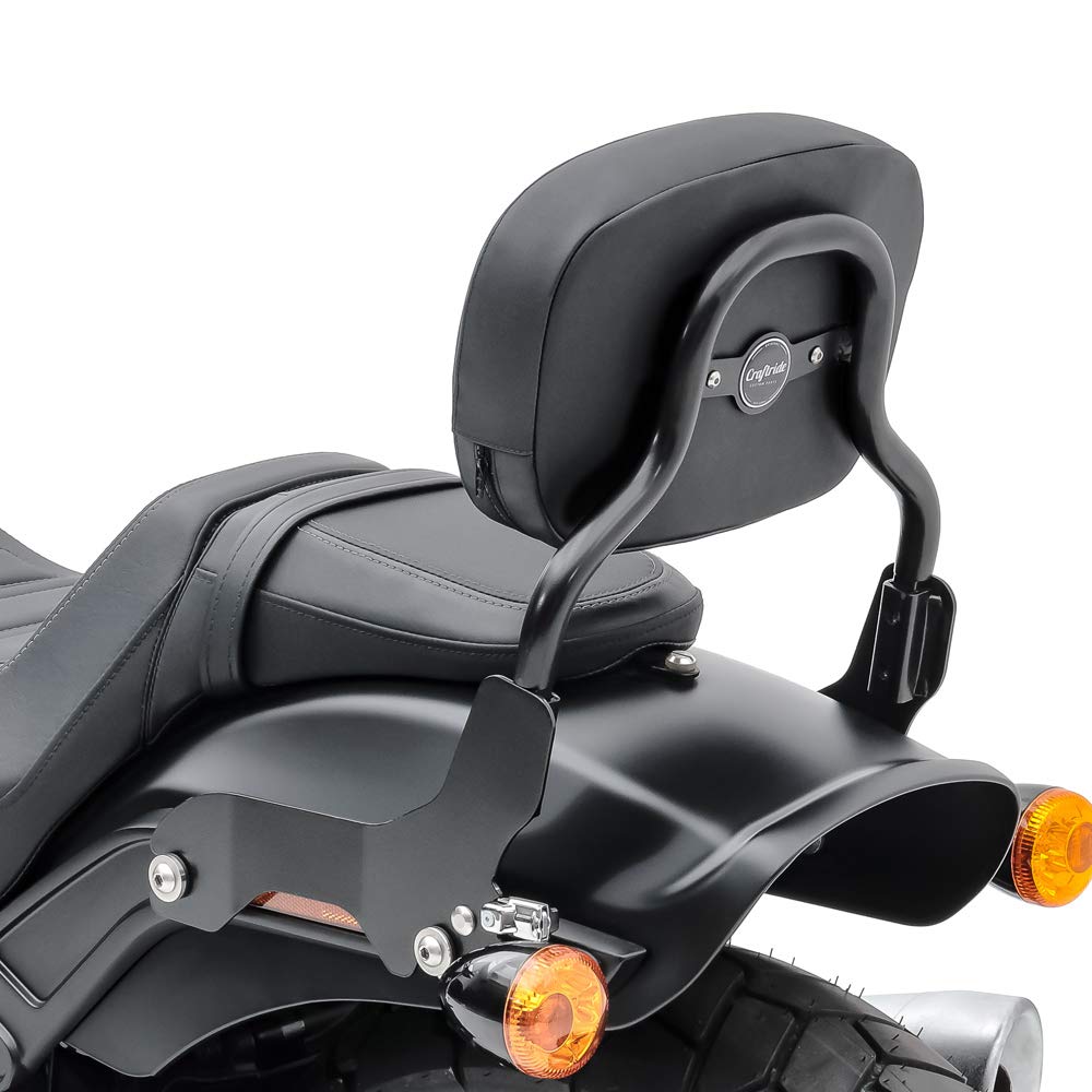 Black Sissy Bar with Luggage Rack for Harley Davidson Softail Custom 2007-2009 - Heavy Duty Rear Backrest & Storage Solution for Motorcycle Touring & Long Rides