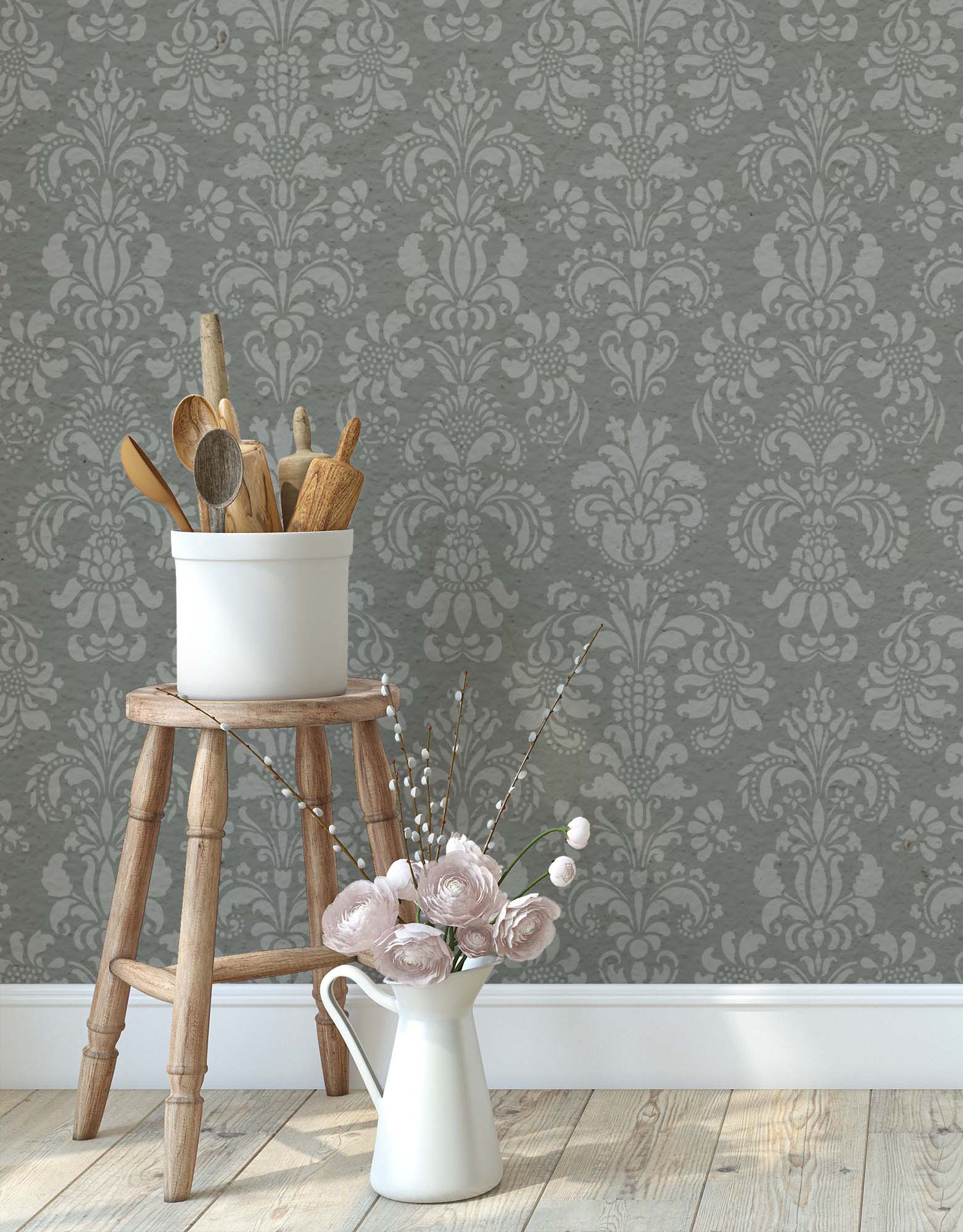 Delicate Floral Wall Stencil for DIY Home Decor - Reusable Painting Template for Bedroom, Living Room & Nursery Wall Art