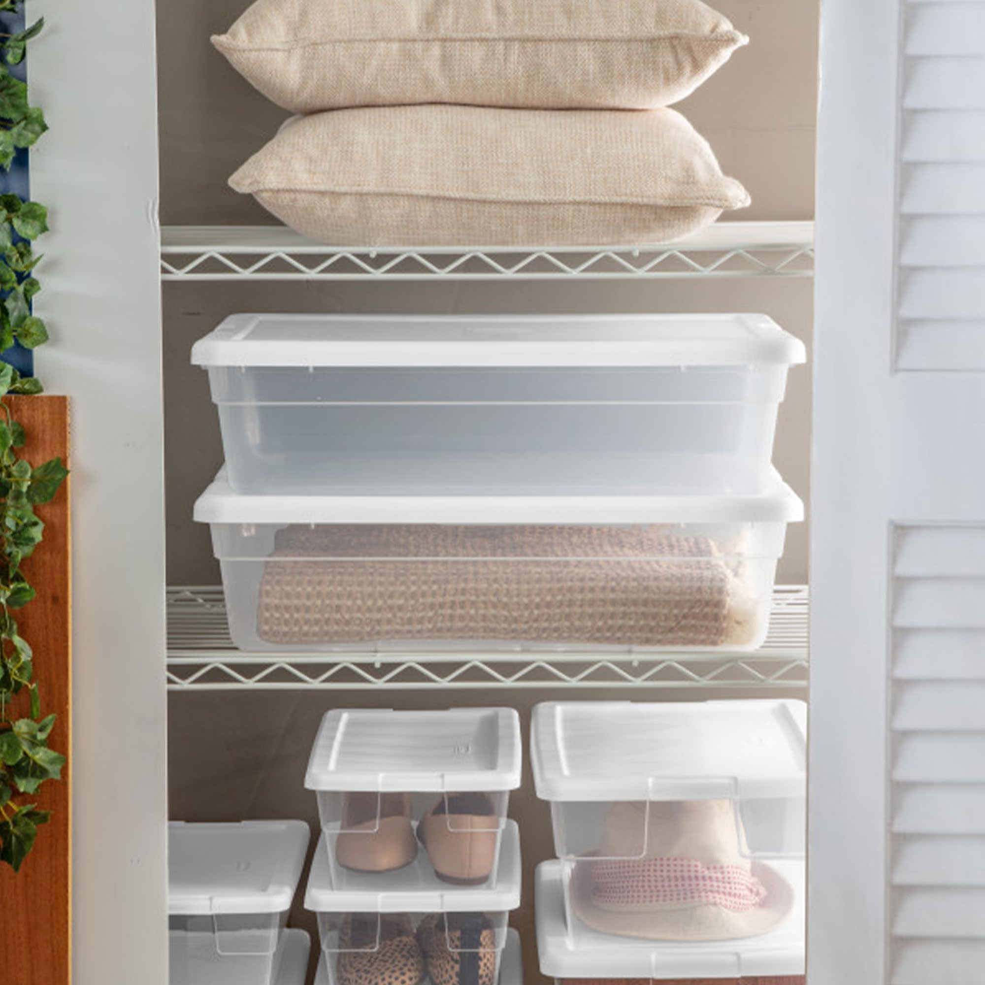 Sterilite 20-Pack 28 Quart Clear Plastic Storage Bins with Snap-On Lids - Stackable Organizer Boxes for Home, Office, Closet & Garage Organization