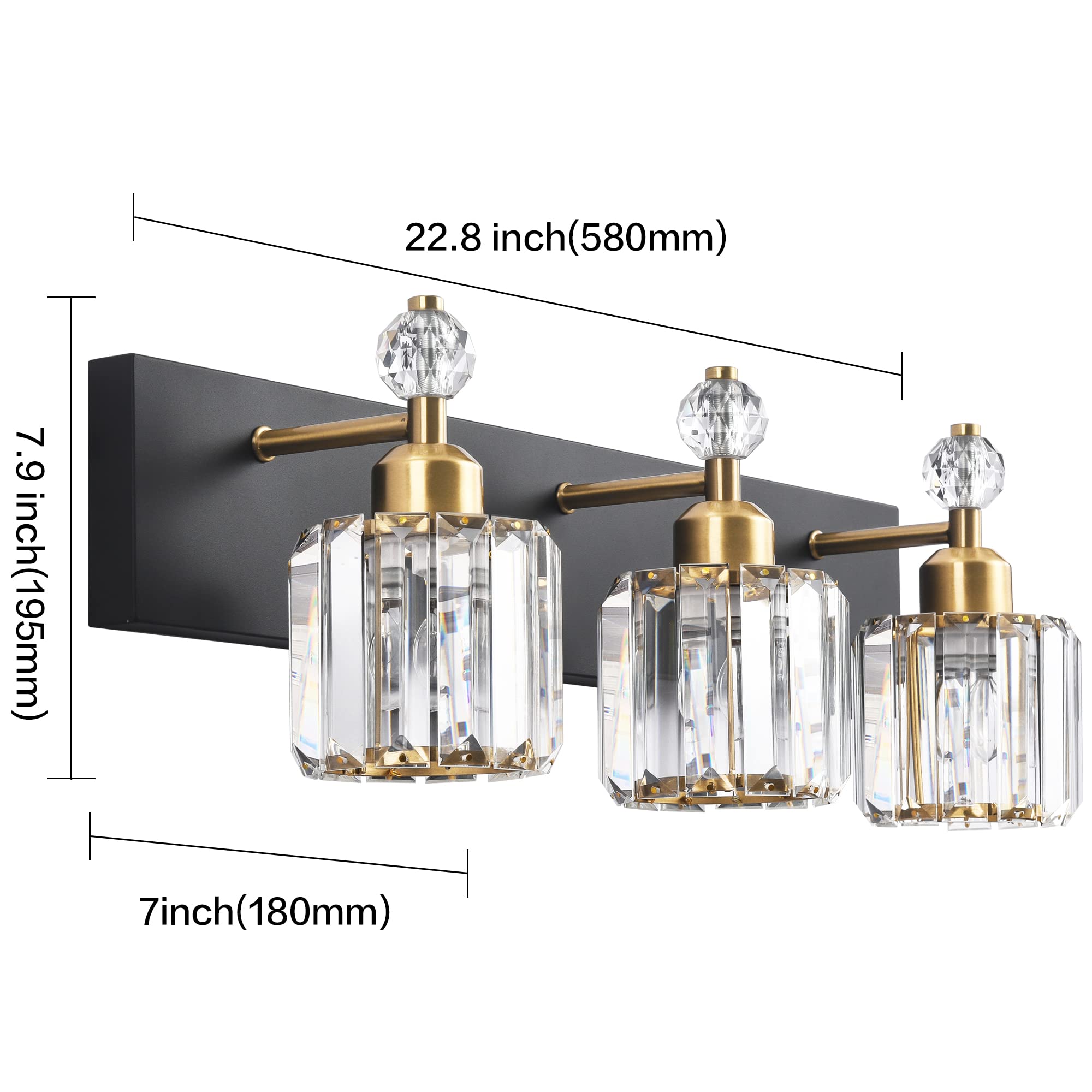 PRESDE Modern Bathroom Vanity Light Fixture - 4-Light Crystal Sconce for Mirror Lighting, Elegant Bathroom Wall Light with Clear Glass Shades - Perfect for Bathroom, Powder Room, and Dressing Area Makeup Lighting