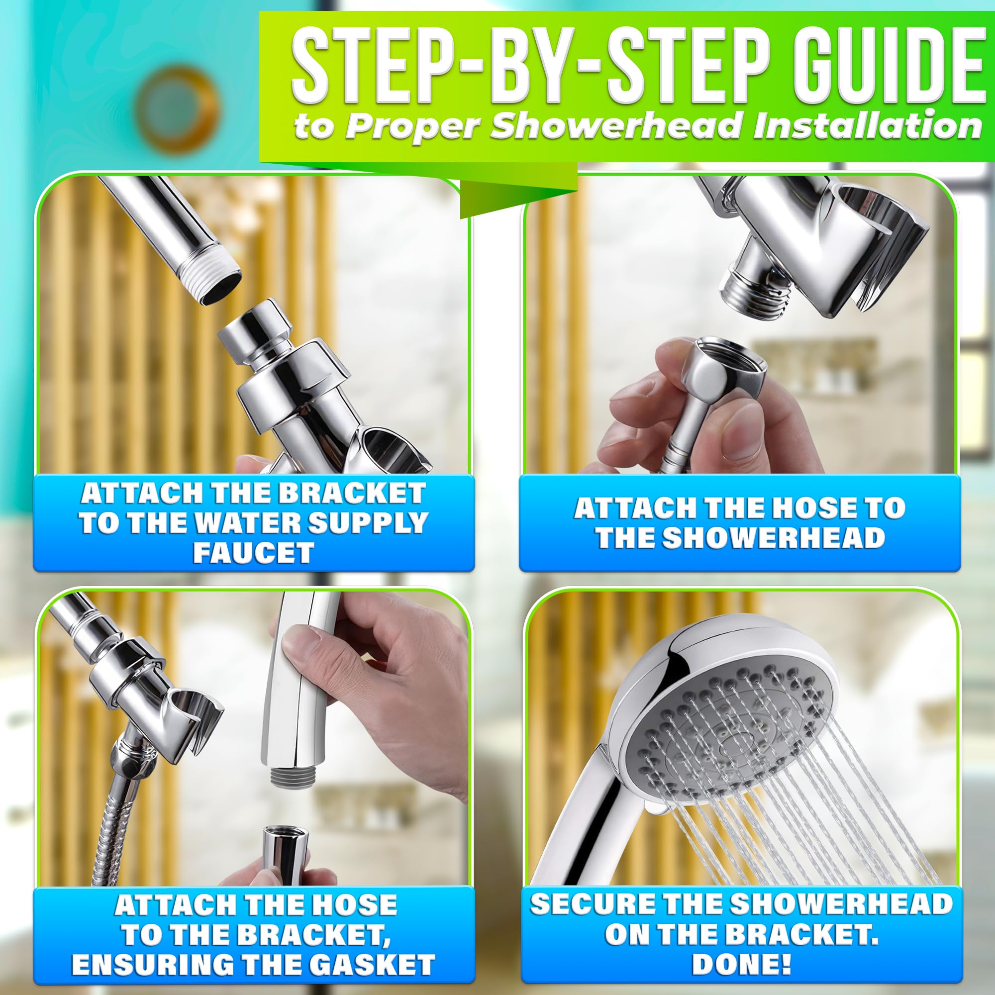 5-Mode Handheld Shower Head with 4.9 Ft Hose - 3.64 Inch Detachable Shower Wand with Sprayer Attachment - Water Saving Showerhead for Bathroom, Spa & Pet Washing