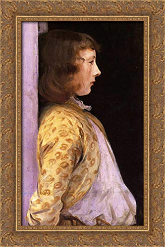 John Singer Sargent Dorothy Barnard Portrait - 16x24 Gold Ornate Wood Framed Canvas Wall Art - Perfect for Living Room, Bedroom & Office Decor