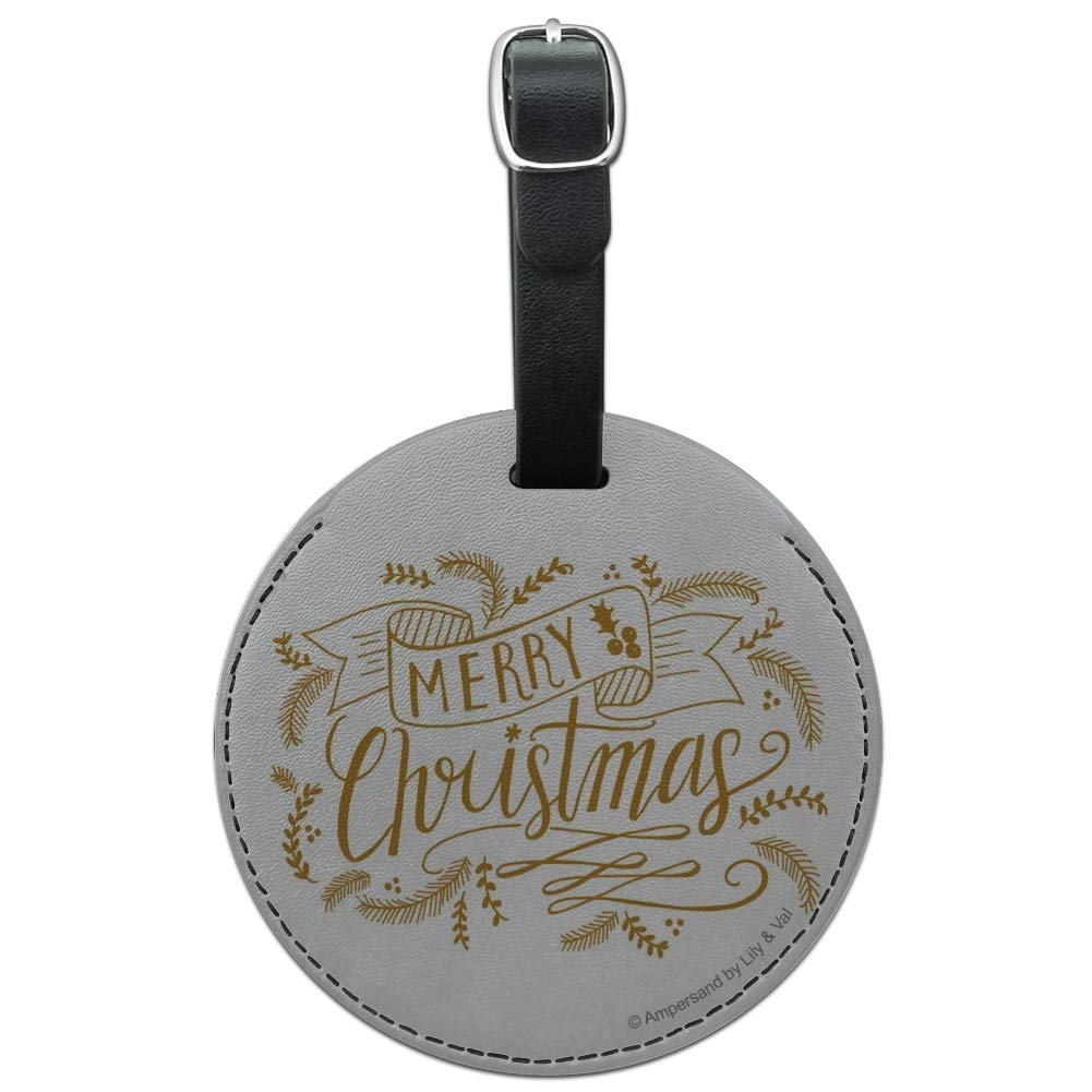 Round Leather Luggage Tag - Personalized Suitcase ID Card Holder for Travel & Carry-On Bags | Christmas Gift Idea for Frequent Flyers