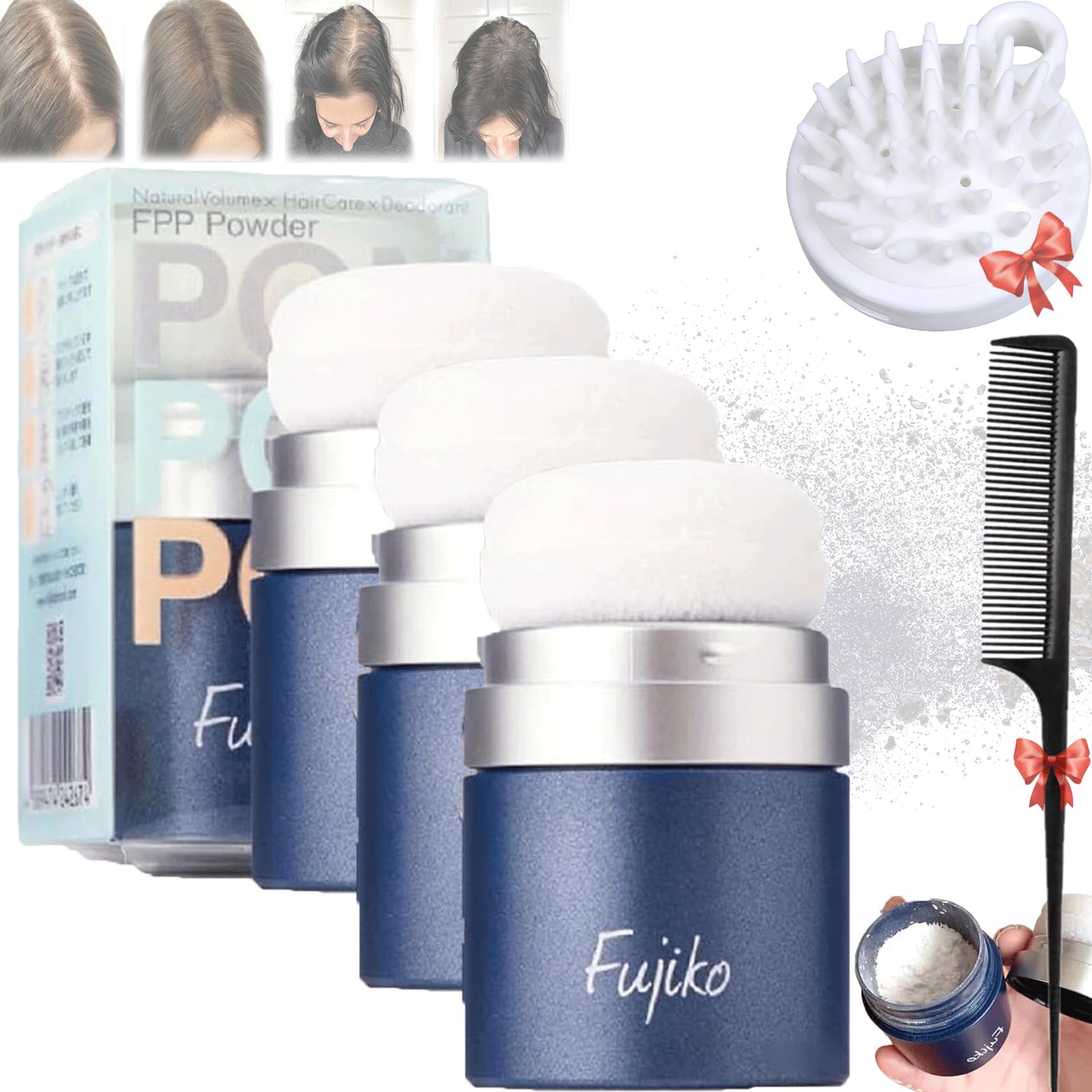 Fujiko Pon Pon Powder Dry Shampoo - No Wash Hair Refreshing Powder for Oily Hair | Volumizing & Oil Control | Perfect for Travel, Gym & Busy Lifestyles