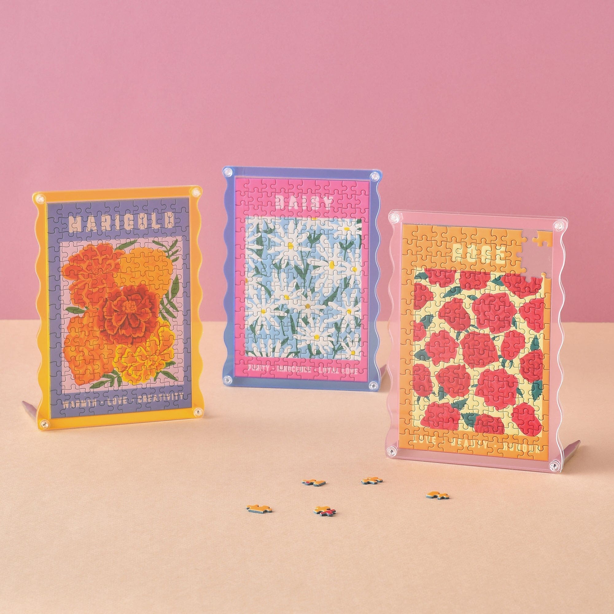 Marigold Flower Puzzle Frame - DIY Floral Jigsaw Puzzle for Adults & Kids - Perfect for Home Decor, Gifts, and Relaxation
