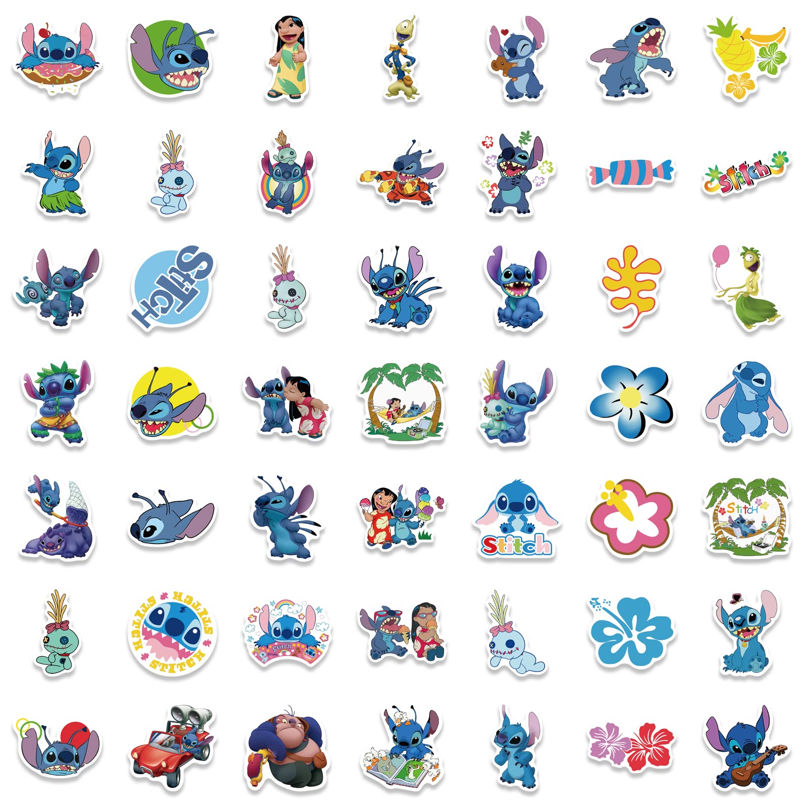 XYLL Stitch Sticker Pack - 100Pcs Cute Cartoon Vinyl Decals for Kids & Adults | Waterproof Laptop, Water Bottle, Skateboard & Luggage Stickers | Perfect for DIY Crafts, Scrapbooking & Personalizing Accessories