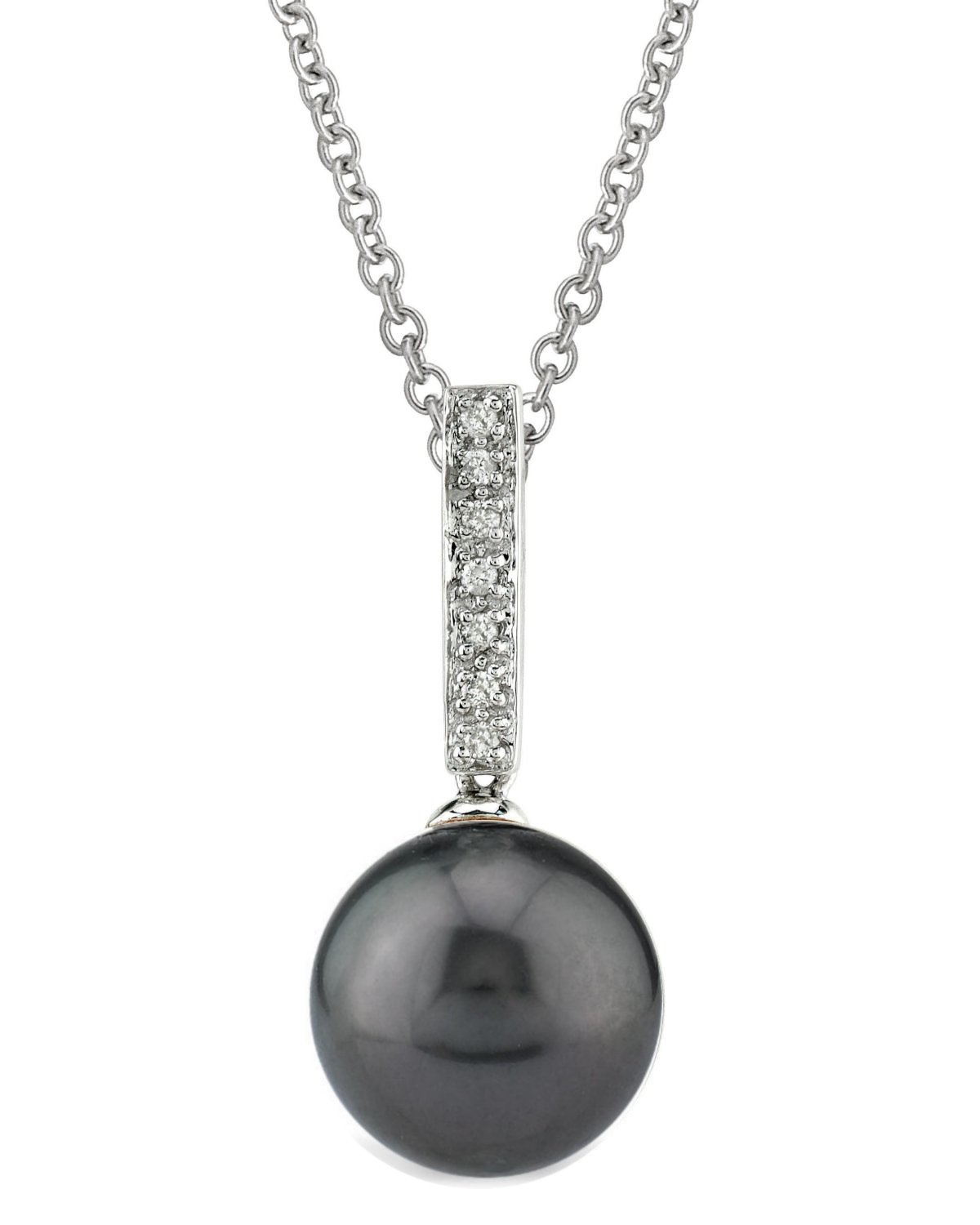14K Gold Black Tahitian Pearl & Diamond Pendant Necklace for Women - Elegant Evening Wear