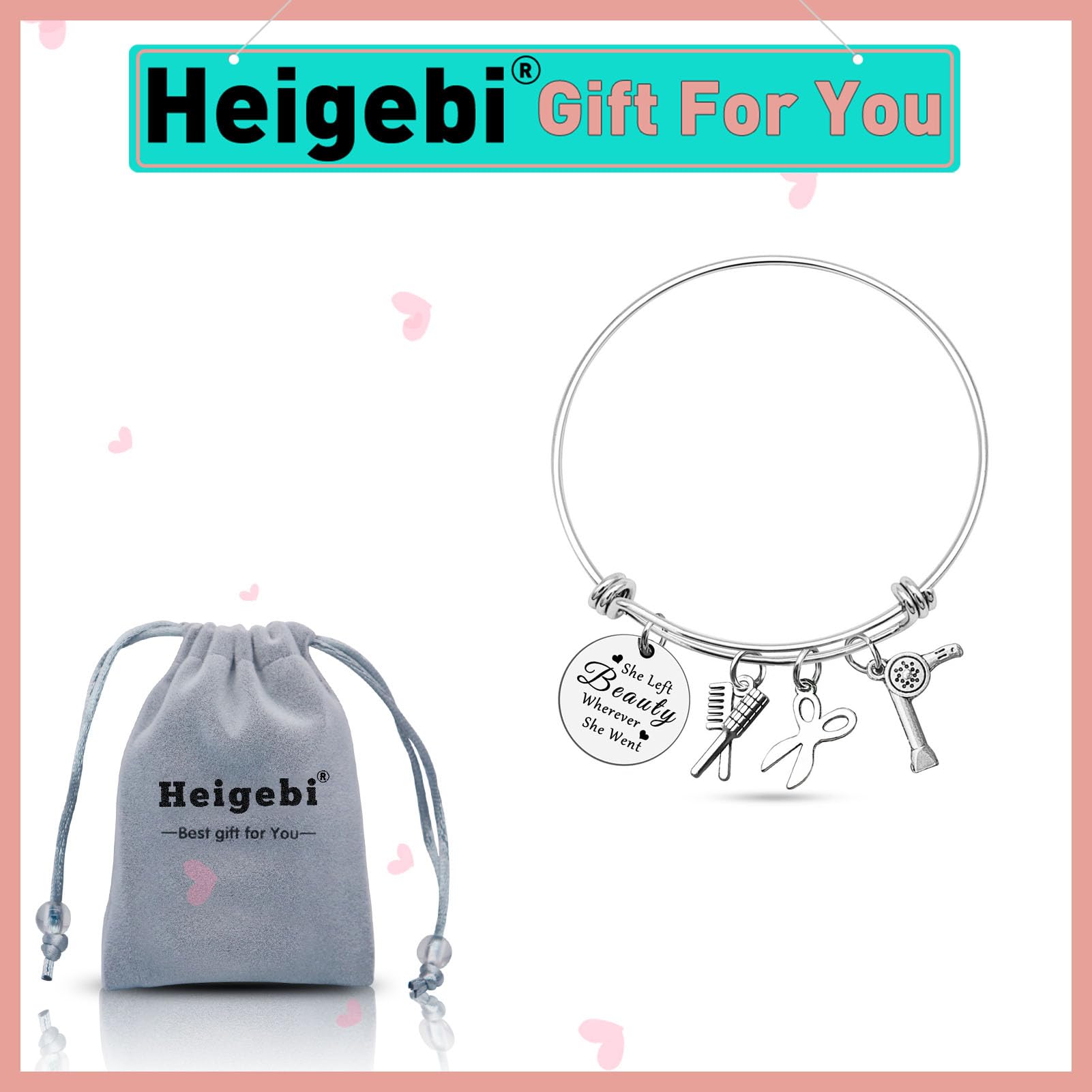 Professional Hair Stylist Bracelet - Scissor & Comb Bangle with Hair Dryer Charm - Fashionable Jewelry Gift for Hairdressers & Graduates | Salon Accessories, Stylist Appreciation Gift, Beauty School Graduation Present