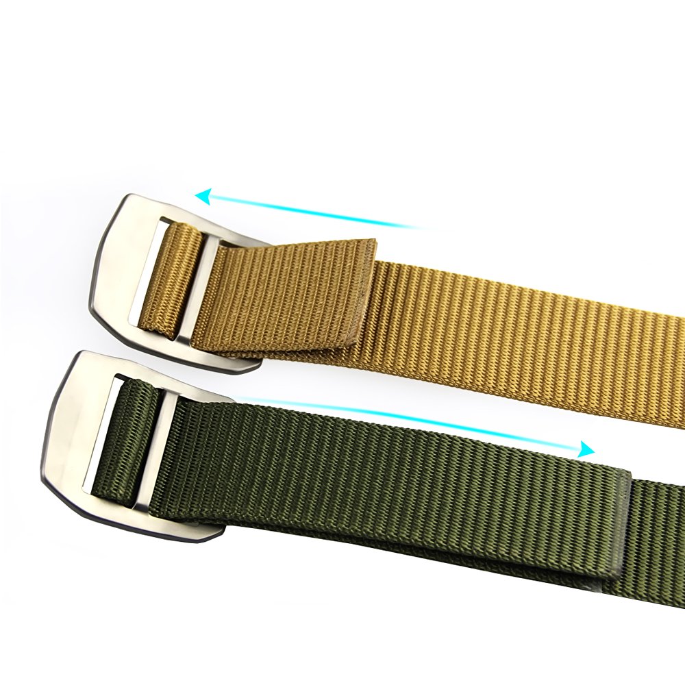 Rockway Men's Tactical Titanium Buckle Nylon Web Belt - Heavy Duty Military Style Belt with 1 Titanium Buckle & 2 Adjustable Straps - Perfect for Outdoor, Hiking, Work & Everyday Wear