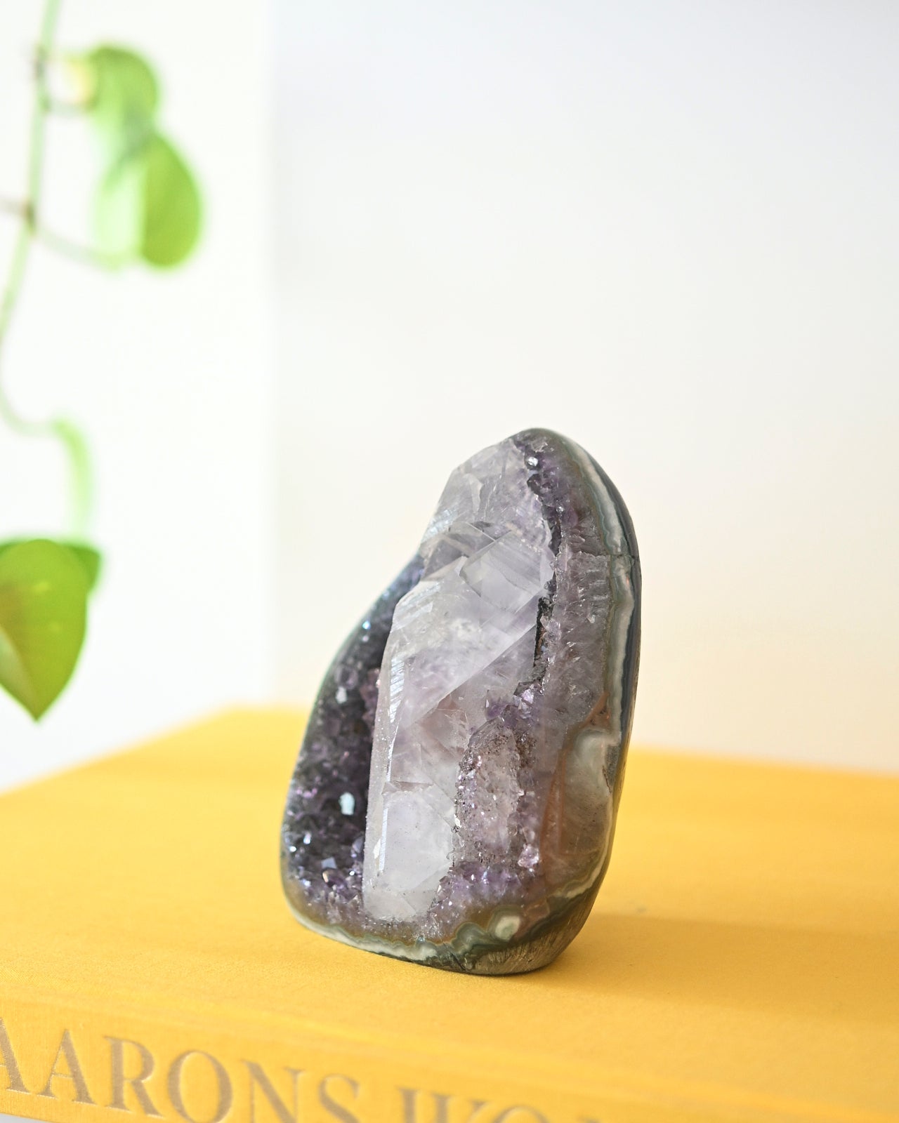 Natural Amethyst Druzy Freeform with Calcite - 1.3lbs Healing Crystal for Meditation, Yoga & Home Decor