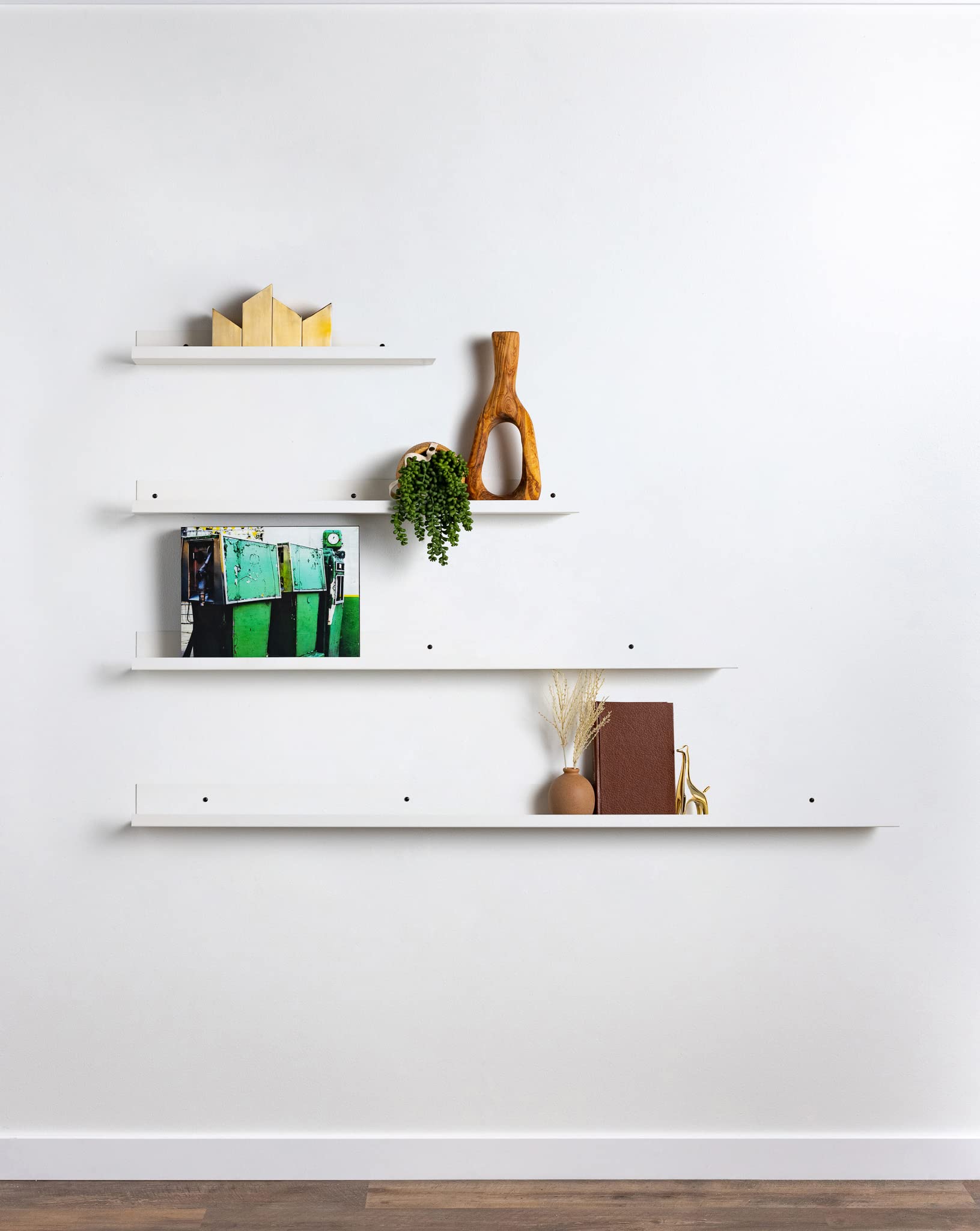 Premium Floating Metal Wall Shelf – 60 Inch Minimalist White Wall Shelf, Made in USA | Easy Mounting for Living Room, Kitchen, Bathroom & Bedroom | Perfect for Displaying Decor, Books, Plants & Essentials