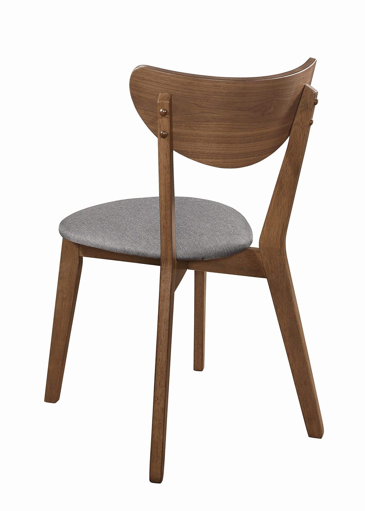 Benjara Wooden Plectrum-Shaped Padded Seat Dining Chairs, Set of 2 - Gray & Brown for Kitchen, Dining Room, and Breakfast Nook