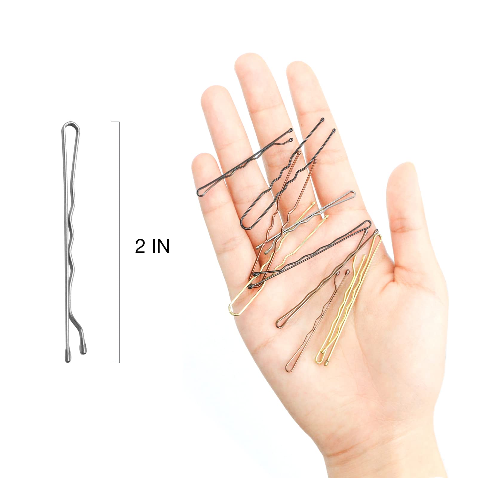 Hoyols Silver Gray Crimped Grip Hair Pins - 100 Count 2 Inch Wavy Non-Slide Bobby Pins for Women & Girls - Secure Hold Hair Accessories for Curly, Thick, or Fine Hair - Perfect for Weddings, Parties, and Everyday Styling